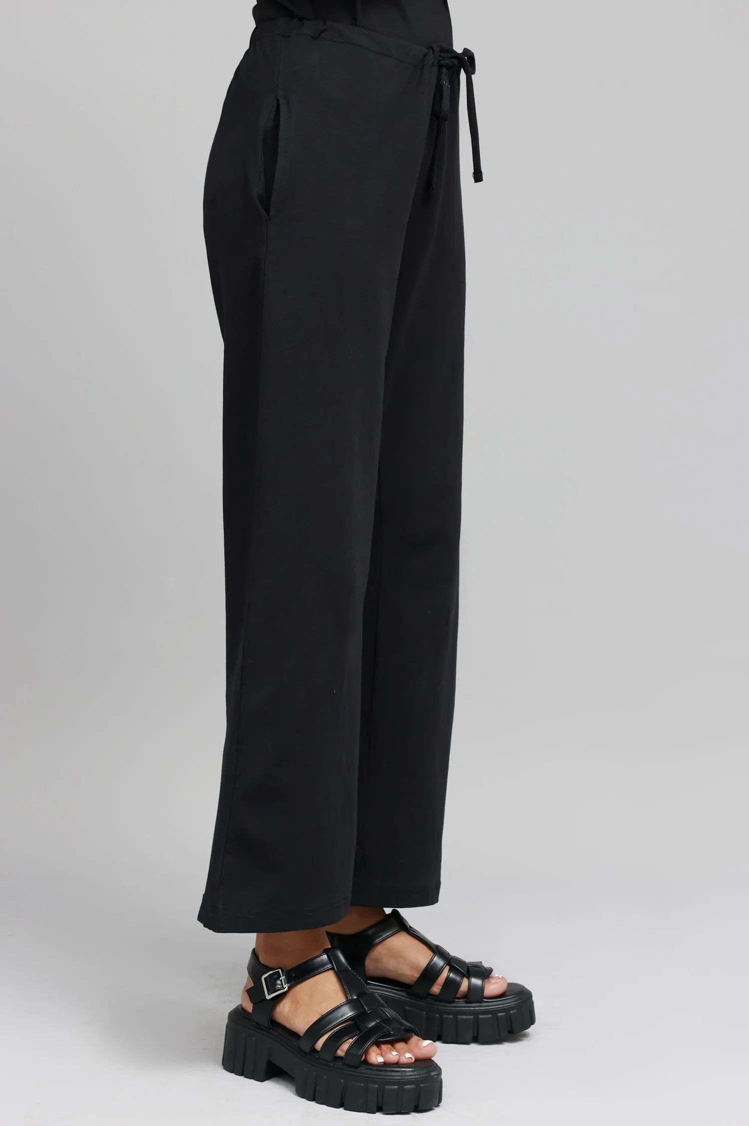 COMFY WIDE-LEG LOUNGE PANTS-BLACK