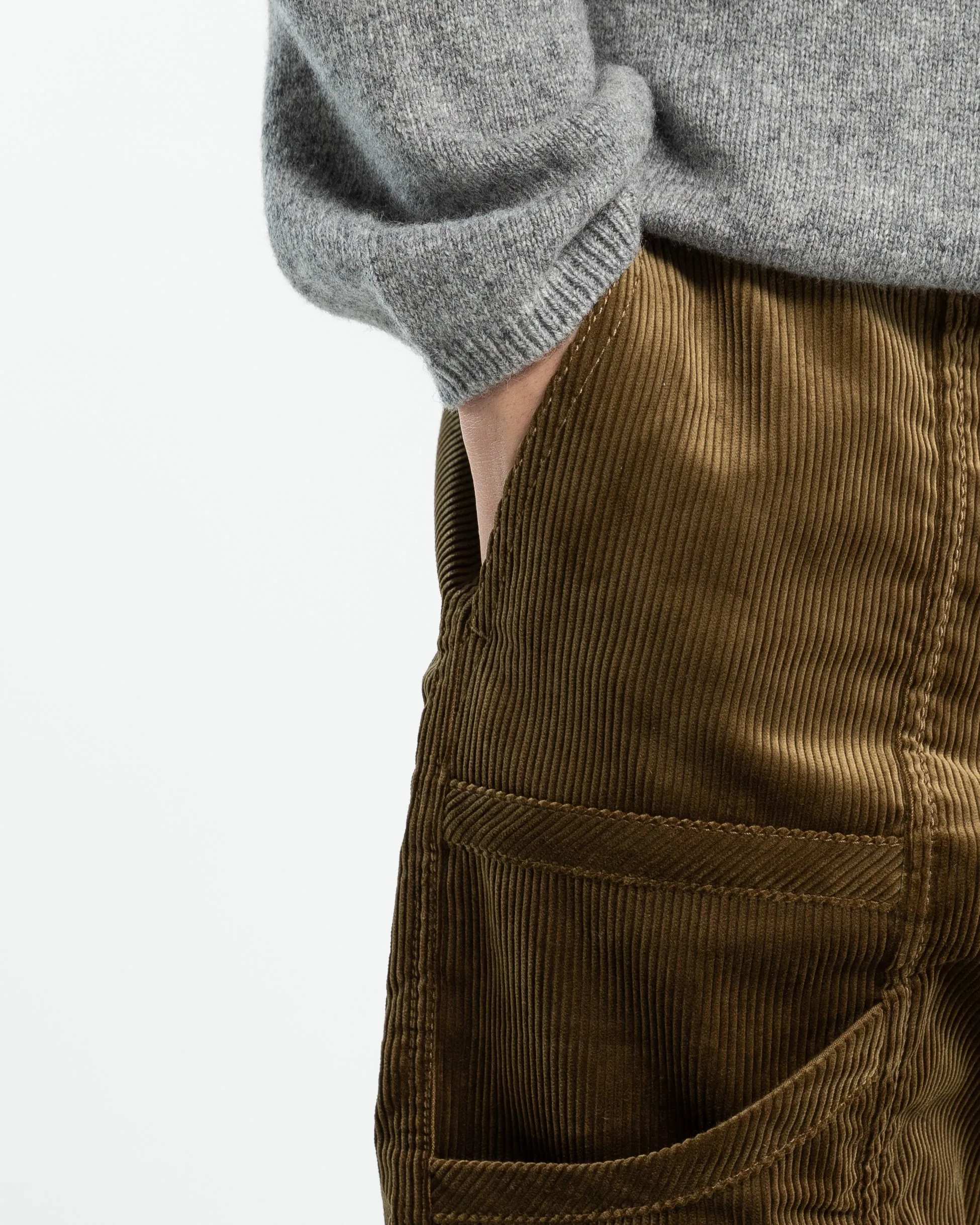 Corduroy Paneled Cargo Pant in Brown