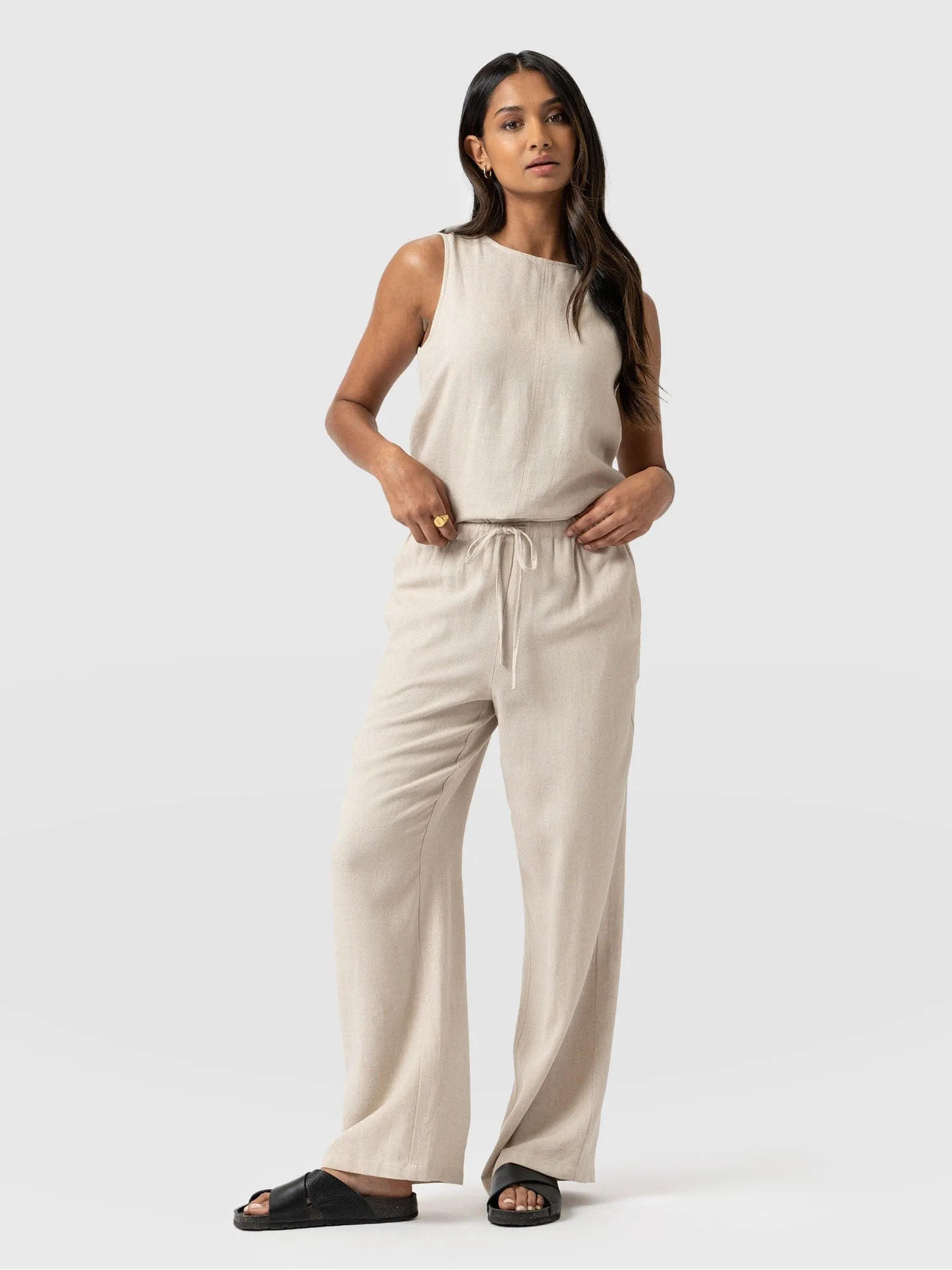 Corinne Linen Pant - Oatmeal