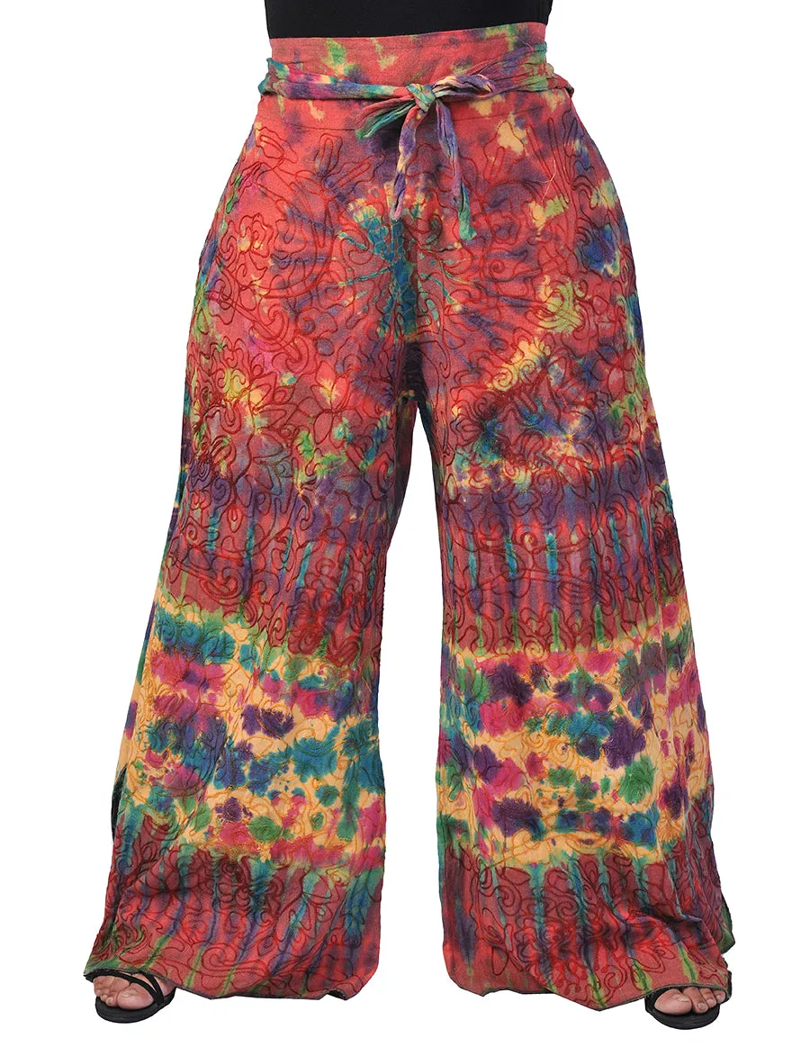 Cotton Full Embroidery Tie Dye Palazoo Pants