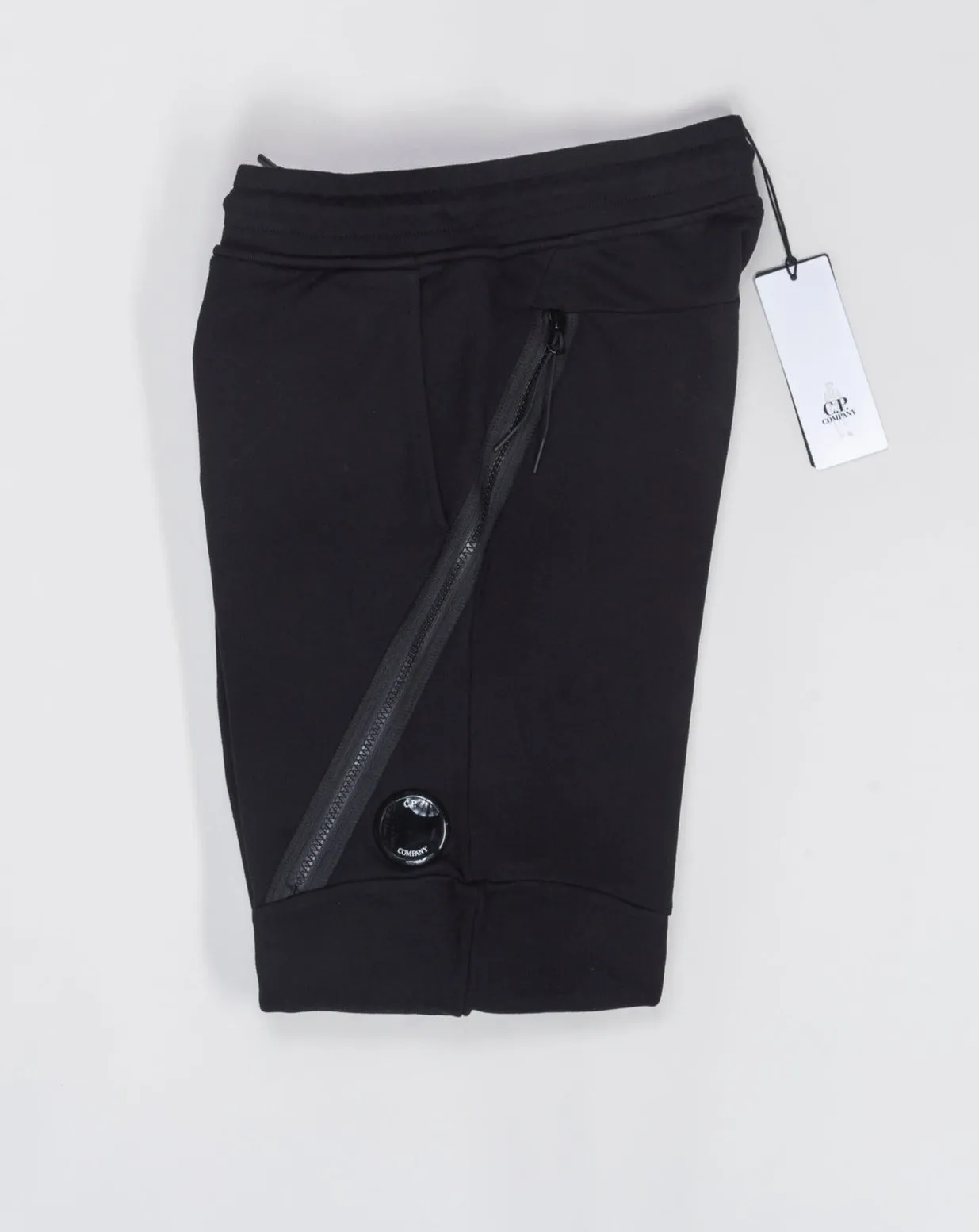 C.P. Company Diagonal Raised Fleece Zipped Track Pants / Black