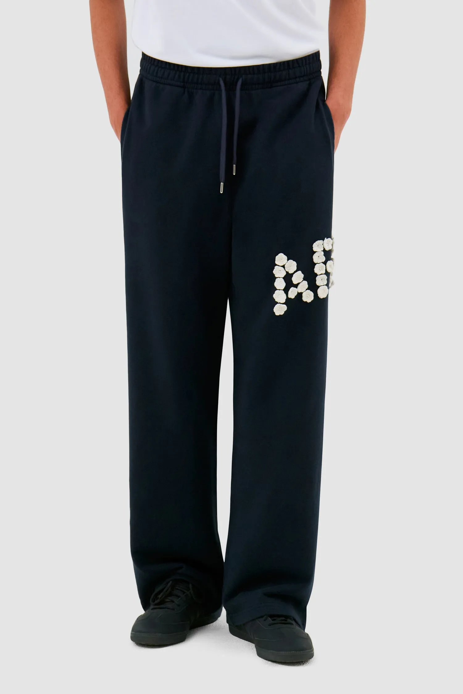 Crochet Flowers Pants - Navy