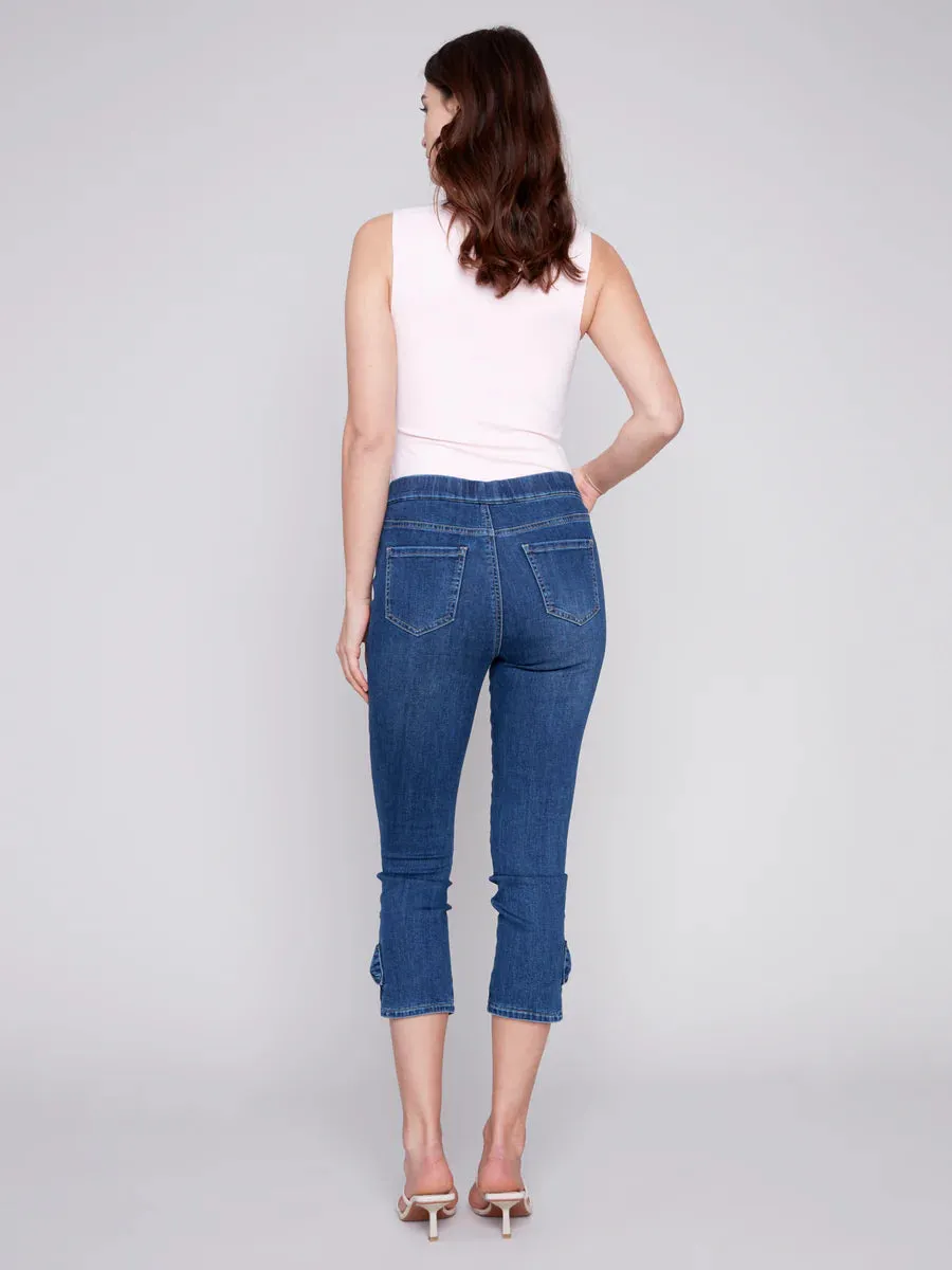 CROP PANT WITH SIDE BOW