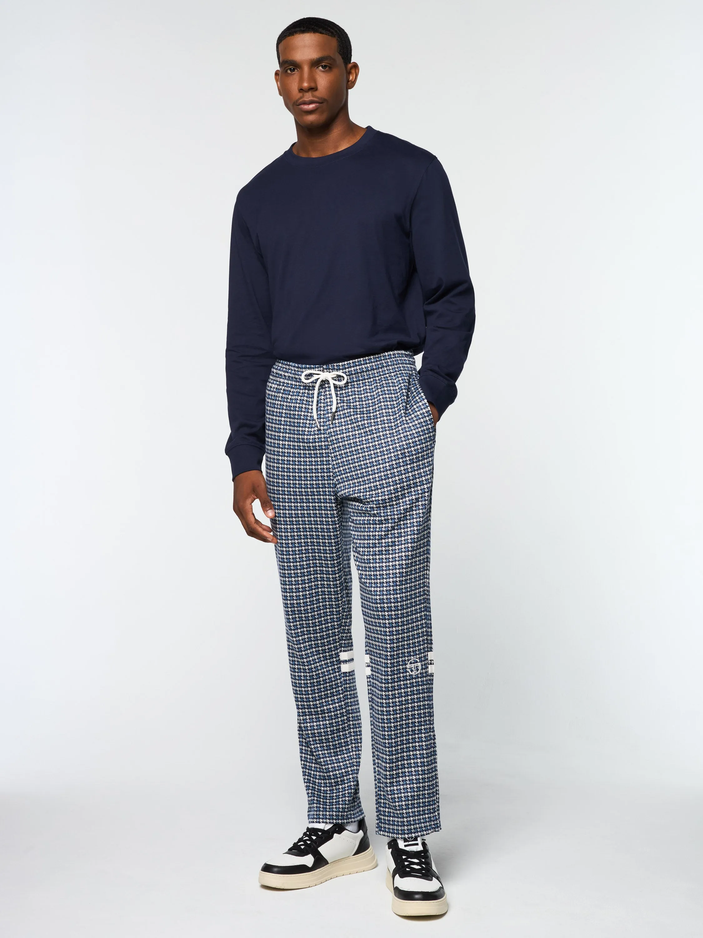 Dallas Houndstooth Track Pant- Maritime Blue