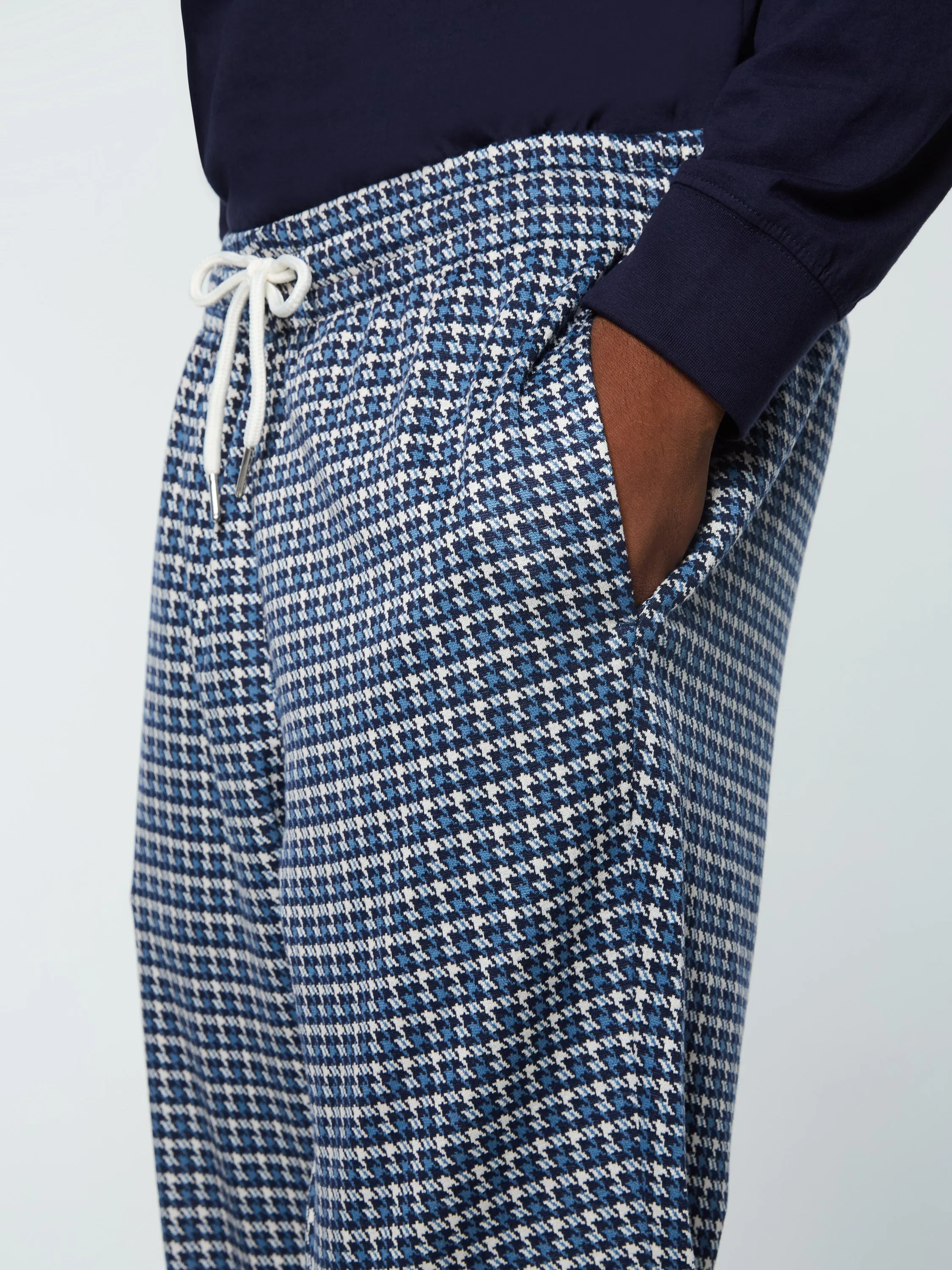 Dallas Houndstooth Track Pant- Maritime Blue