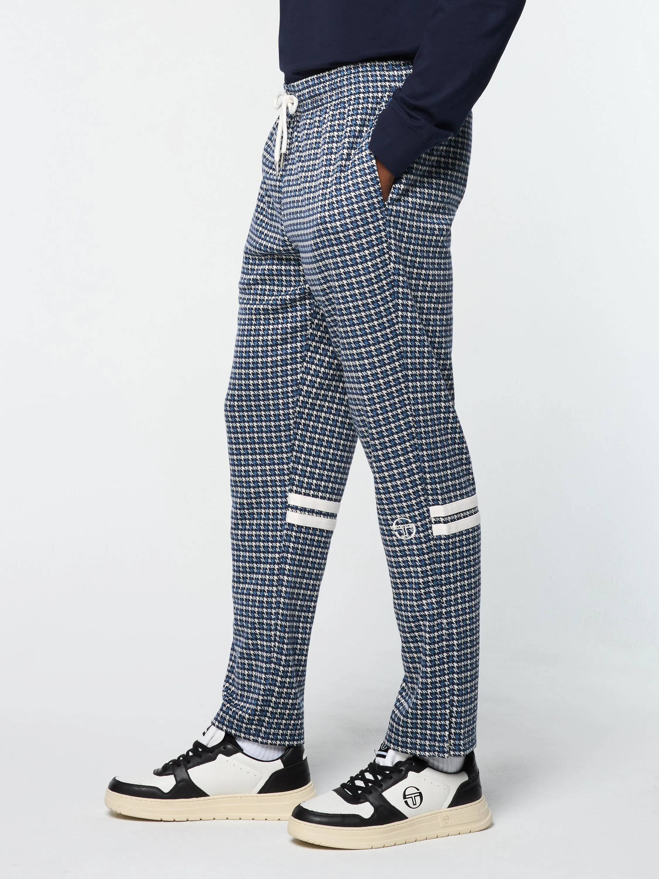 Dallas Houndstooth Track Pant- Maritime Blue