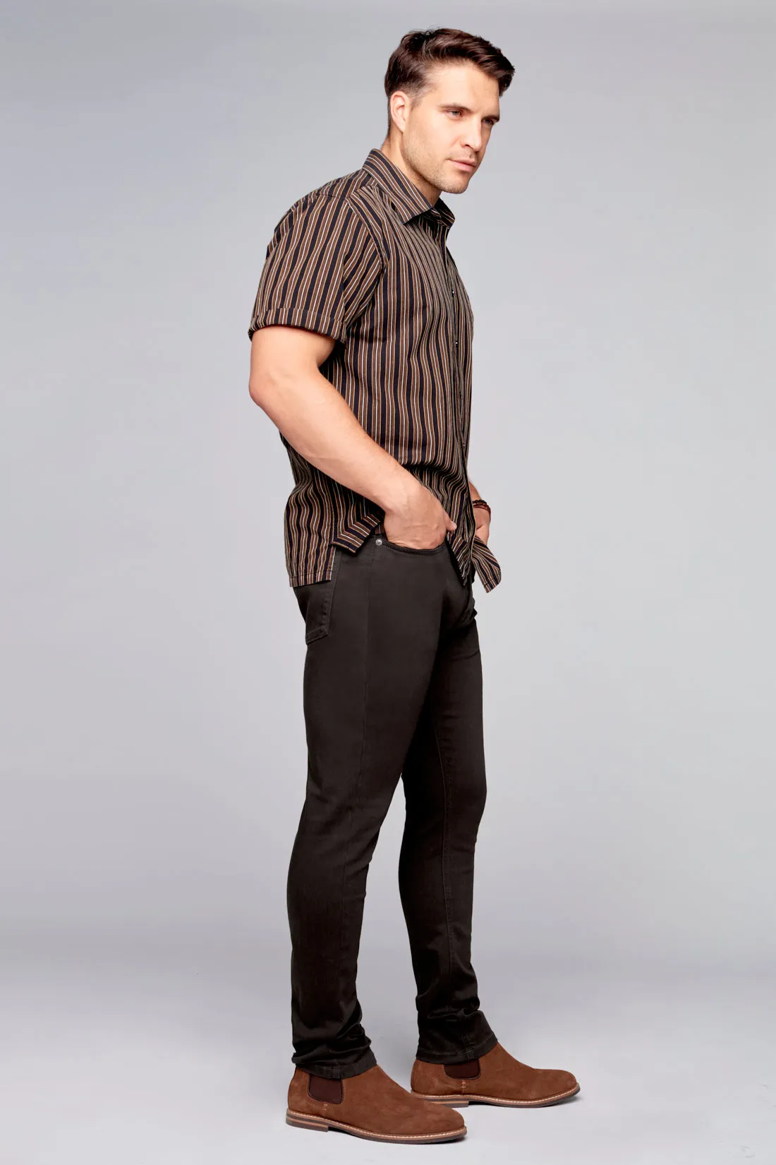 Deluxe 5 Pocket Slim Fit Pants -  Brown