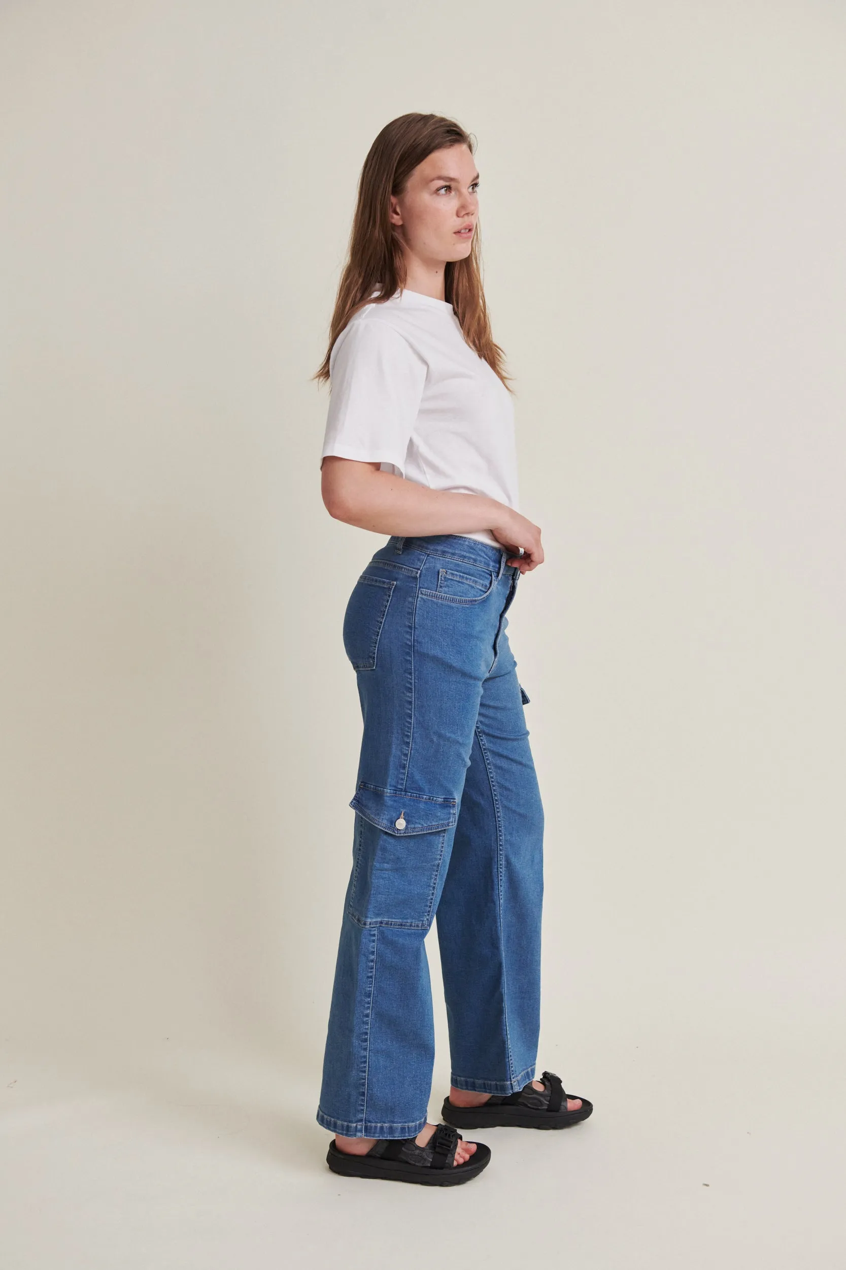 Enya Cargo Pants - Denim Blue