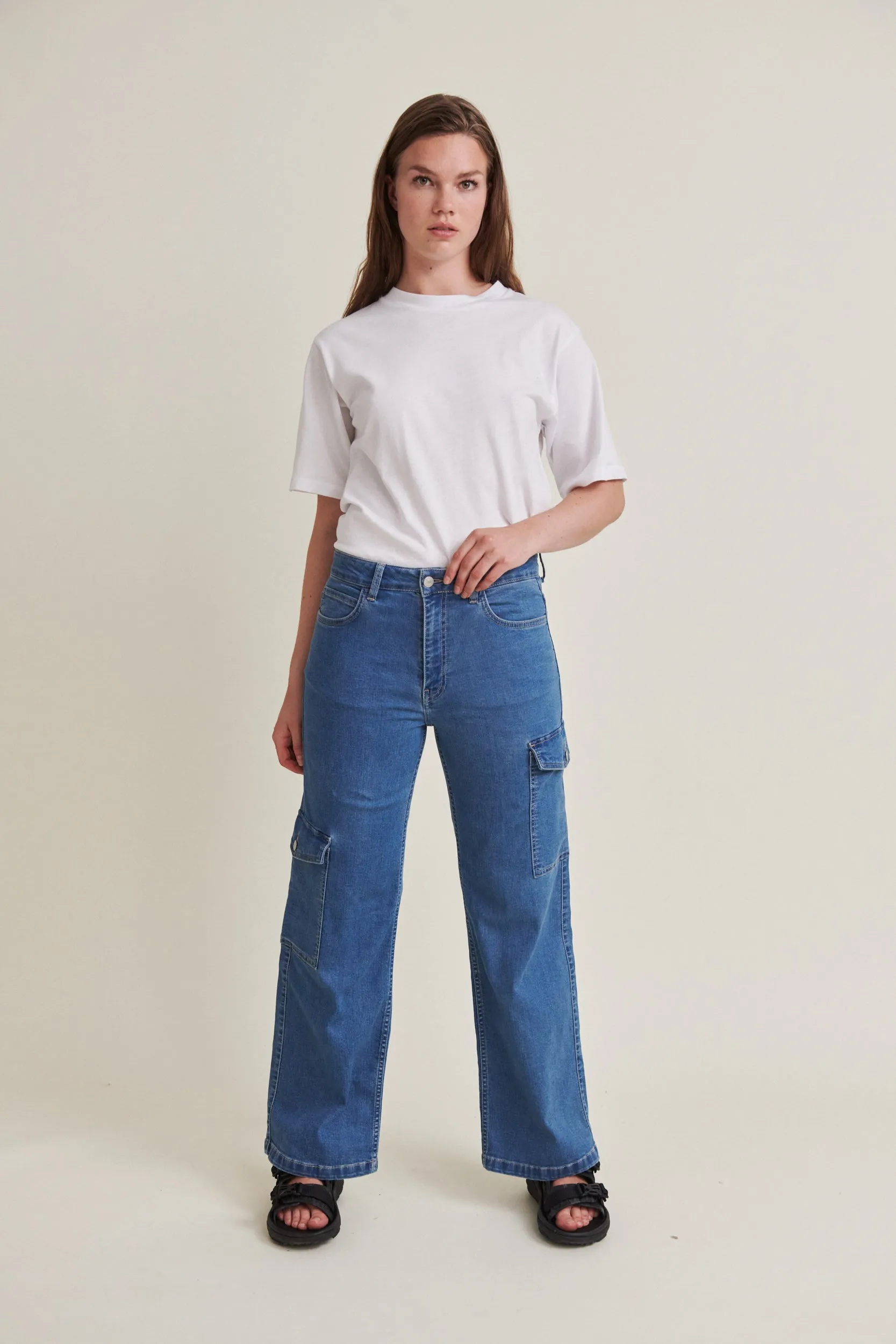 Enya Cargo Pants - Denim Blue