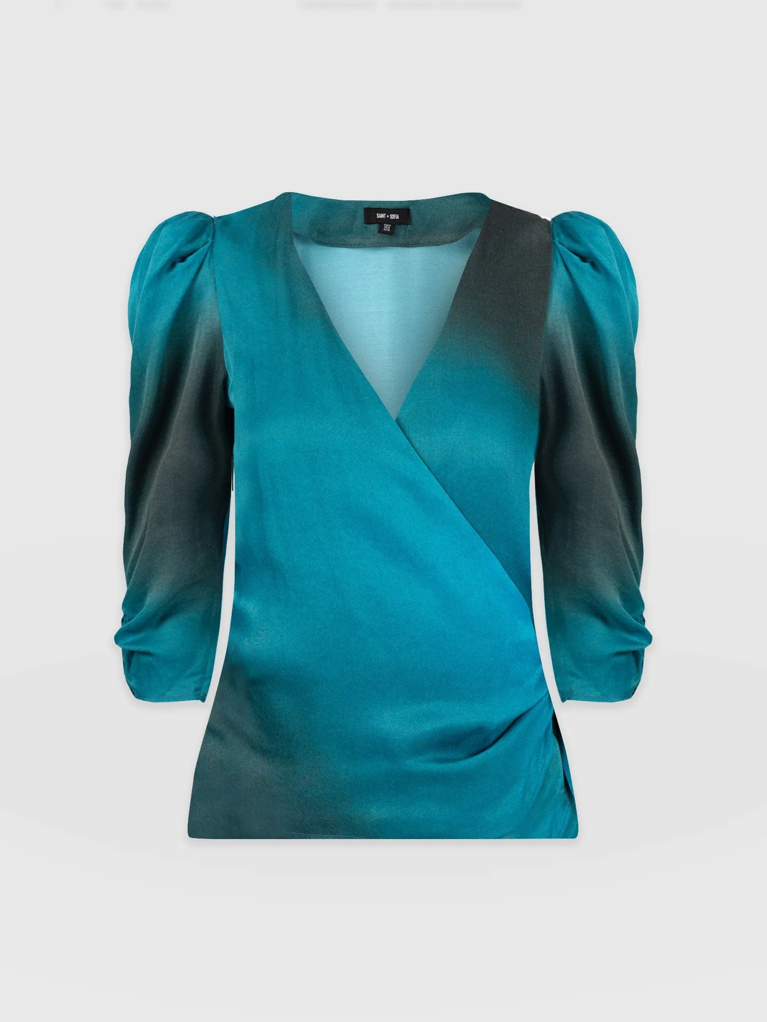 Ester Ruched Wrap Top - Blue Coral