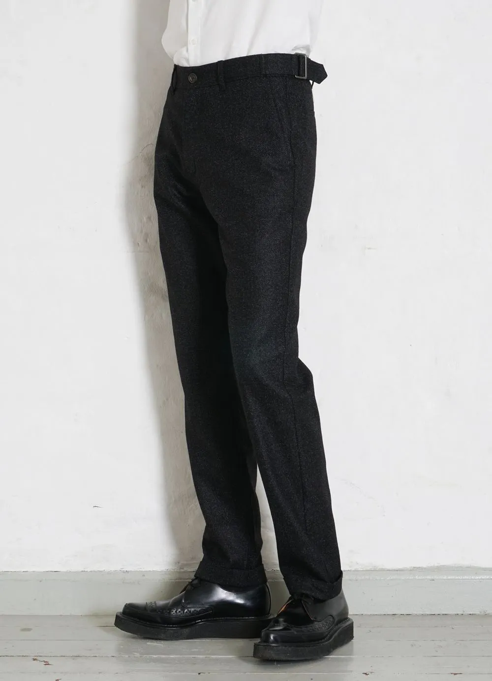 FINN | Side Buckle Regular Trousers | Black Marble