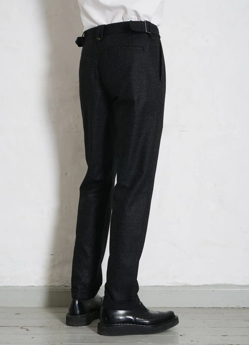 FINN | Side Buckle Regular Trousers | Black Marble