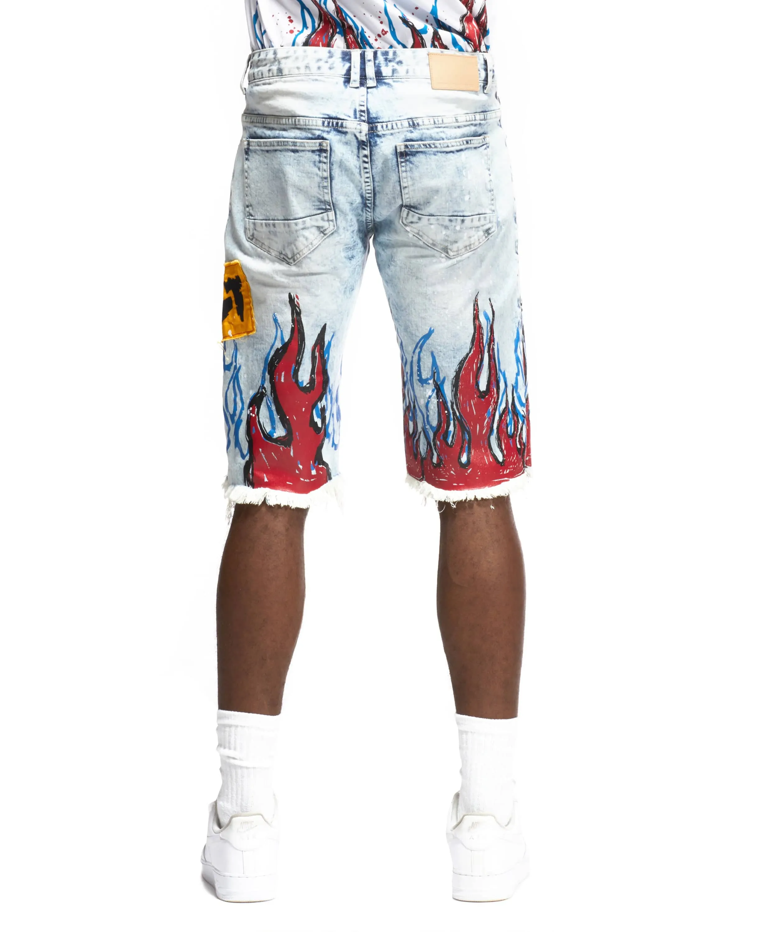 Flame Graphic Jean Shorts