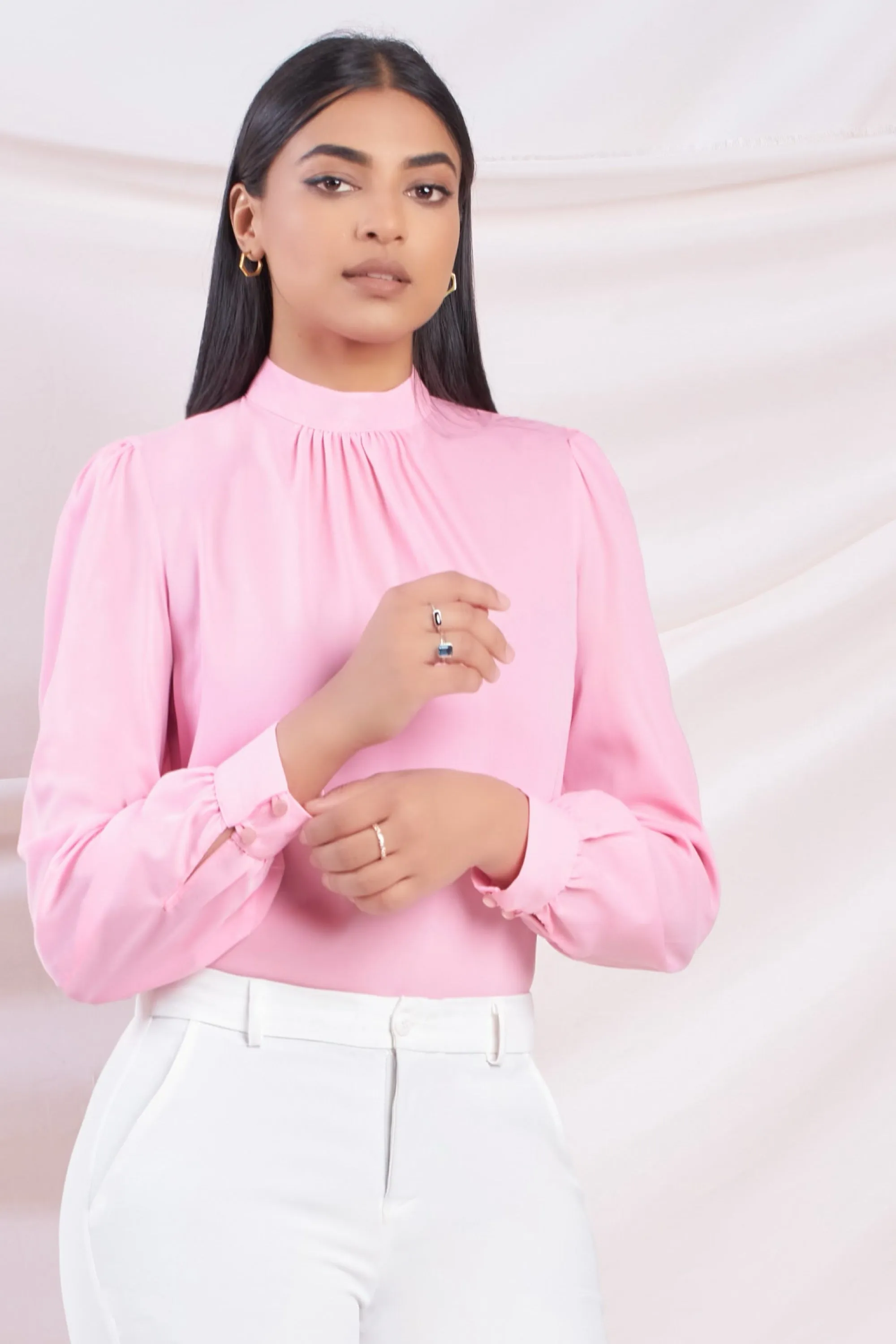 Gather Detail High Neck Top