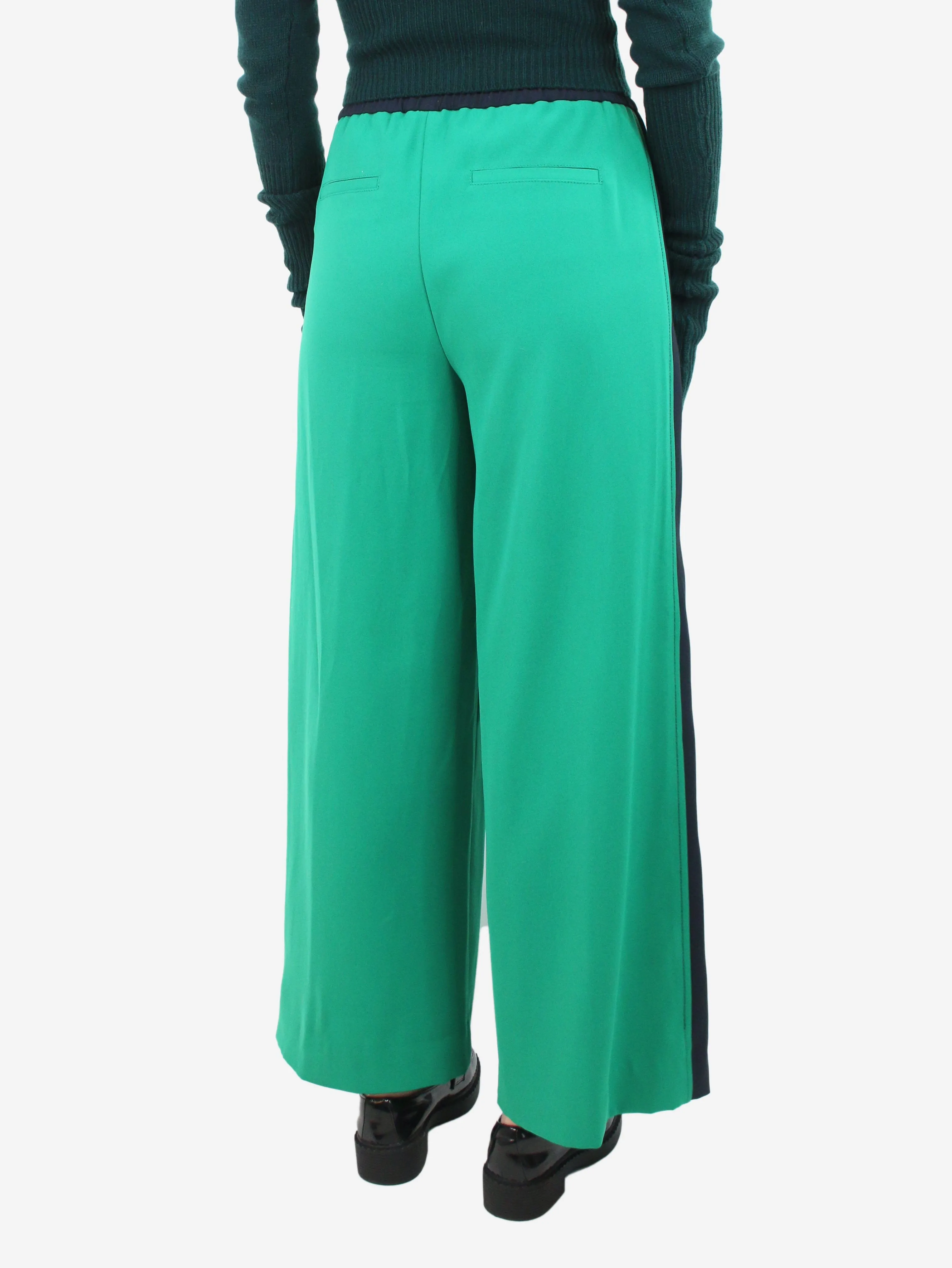 Green side-stripe trousers - size UK 8