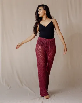 Handmade Crochet Pants Burgundy