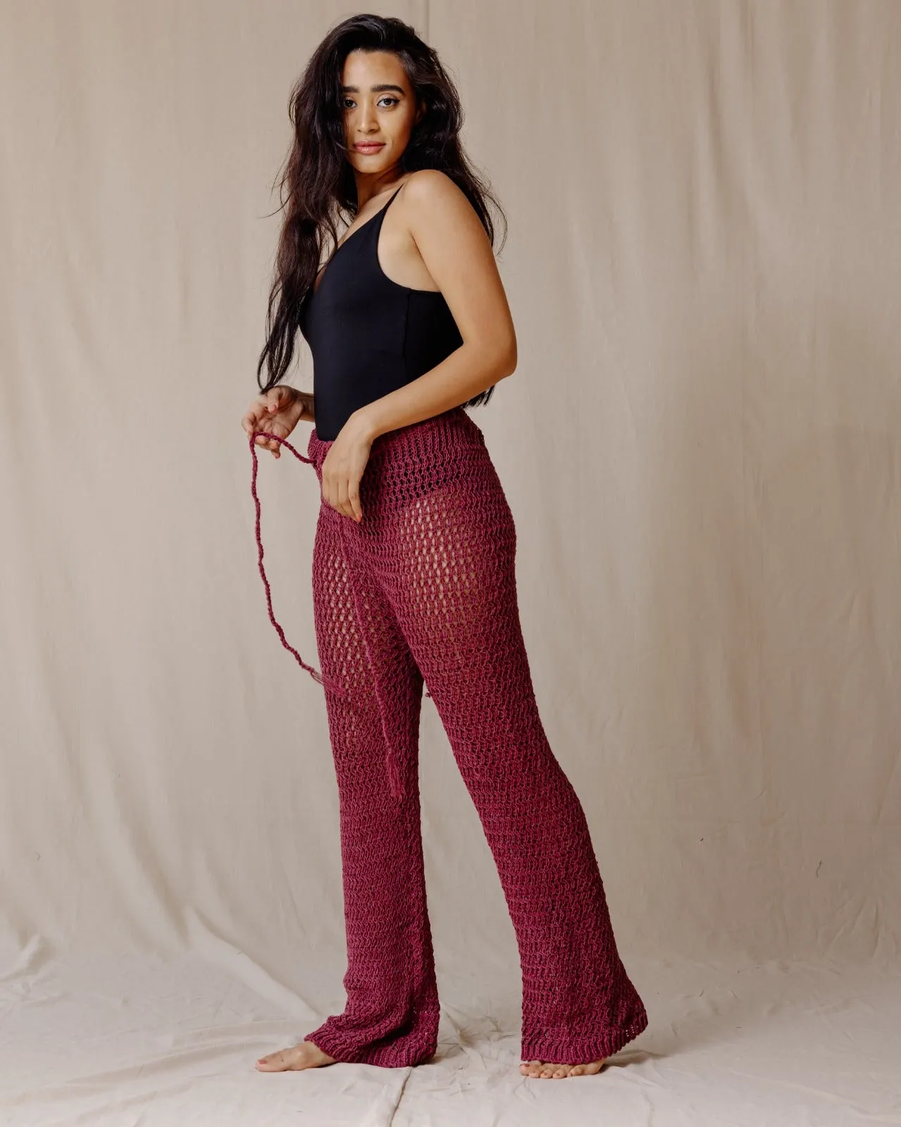 Handmade Crochet Pants Burgundy