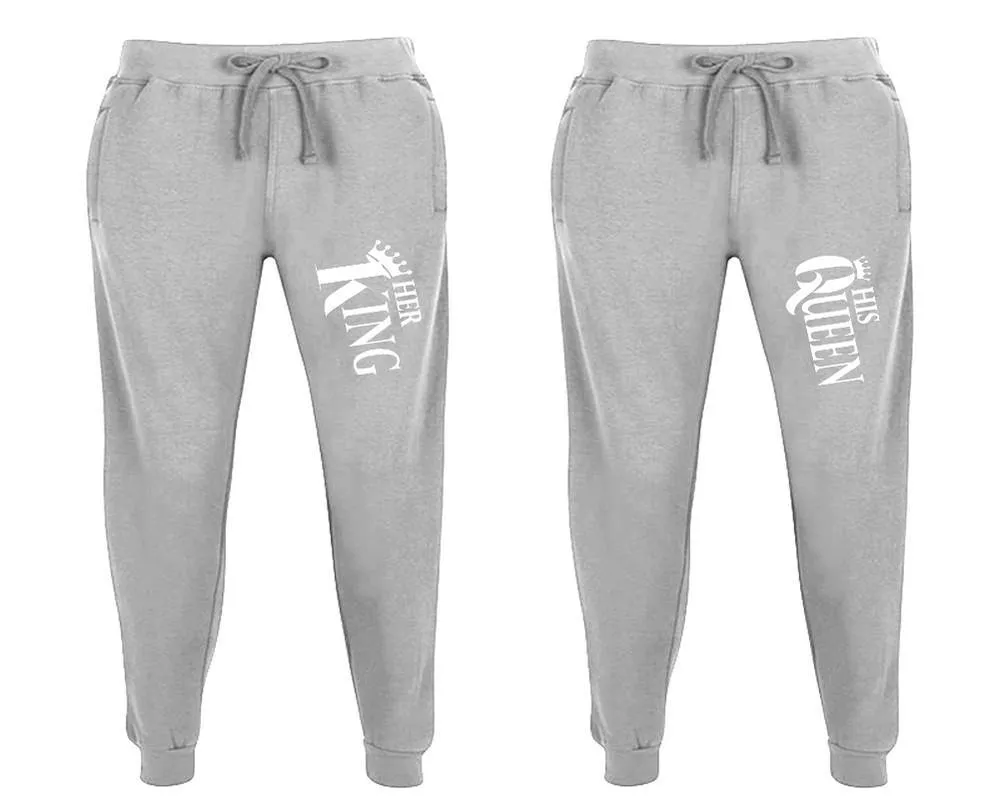 Her King His Queen Couple Matching Jogger Pants,  Couple Designed Sweatpants