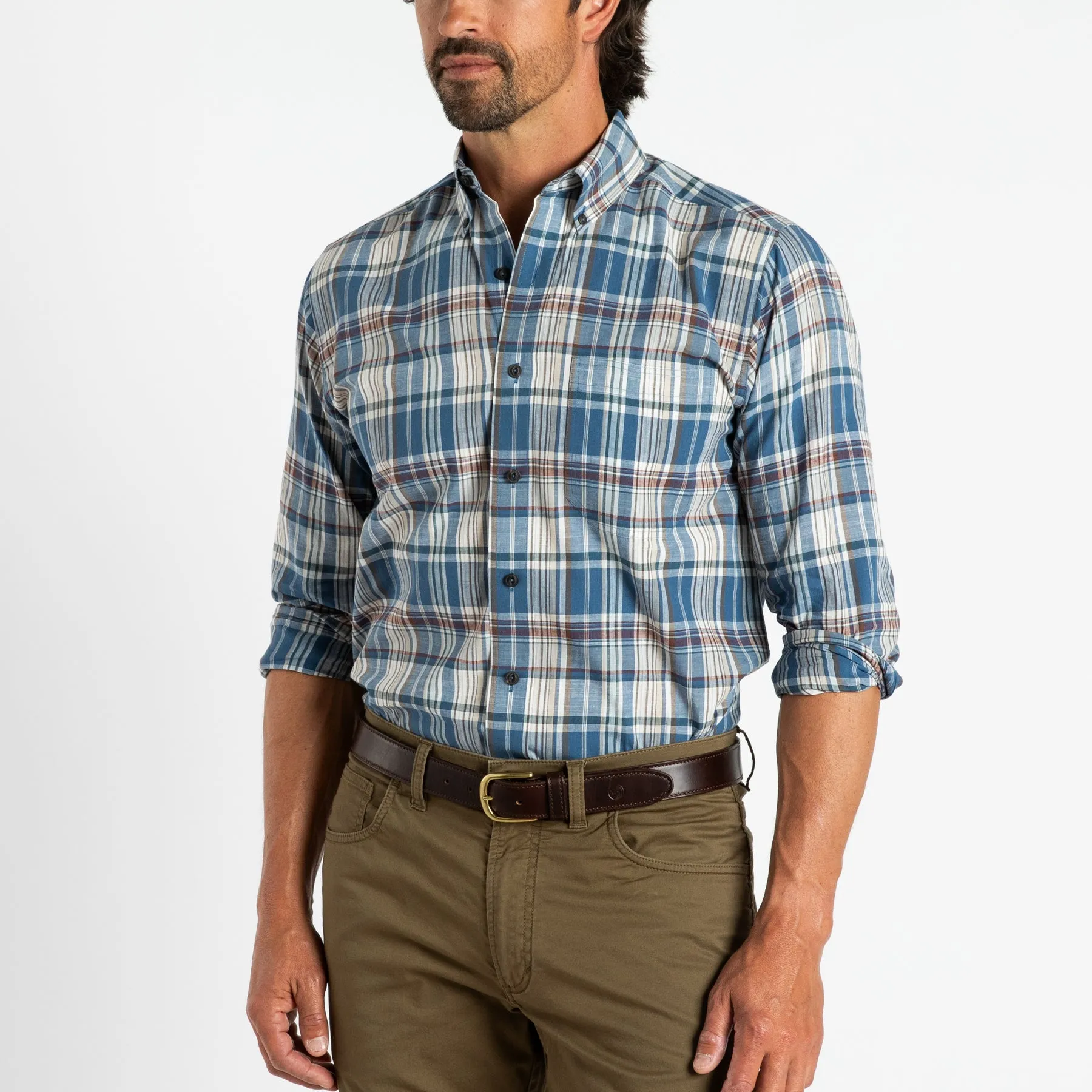 Higgins Plaid Cotton Slub Sport Shirt