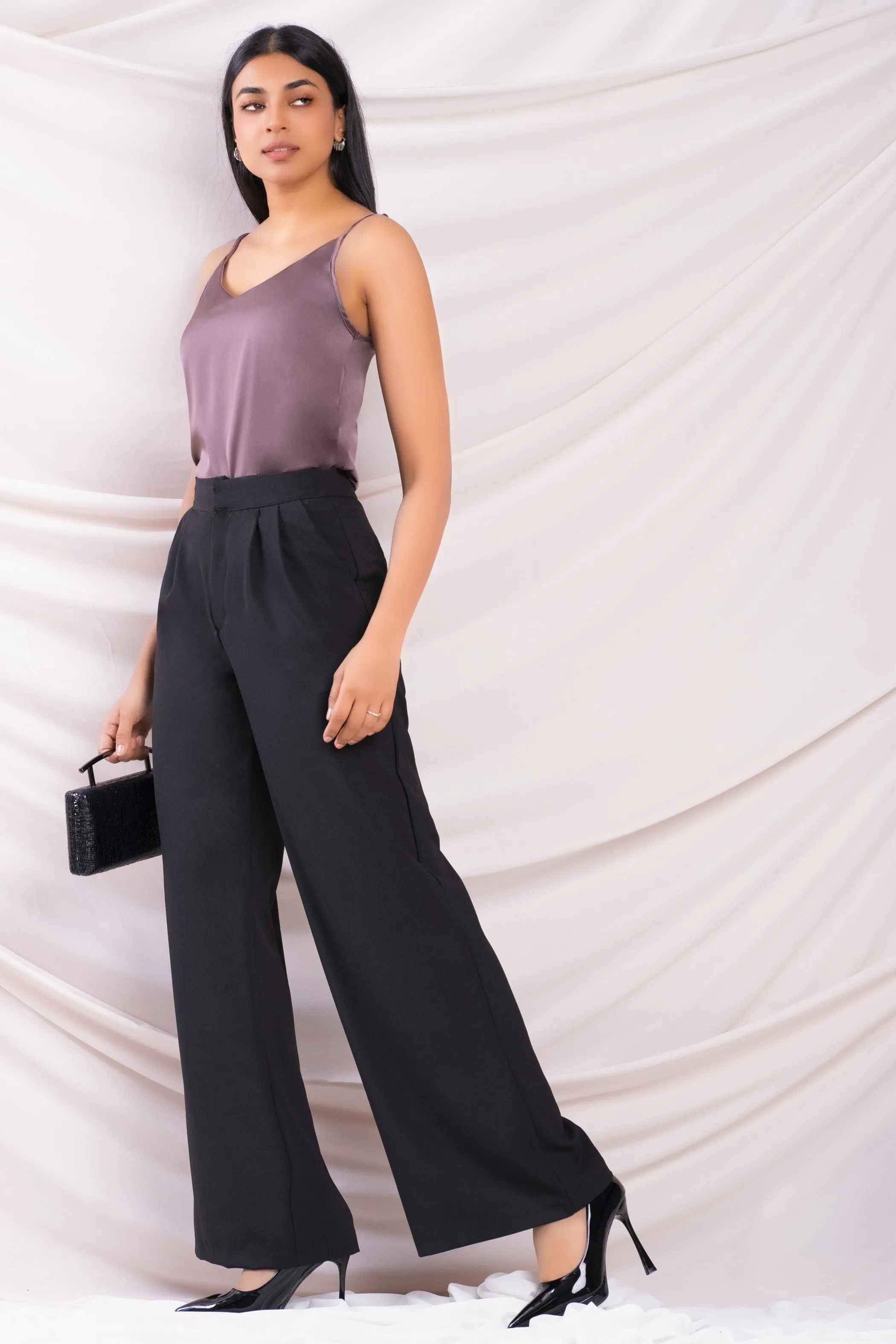 High Waist Pleated Wide Leg Pant