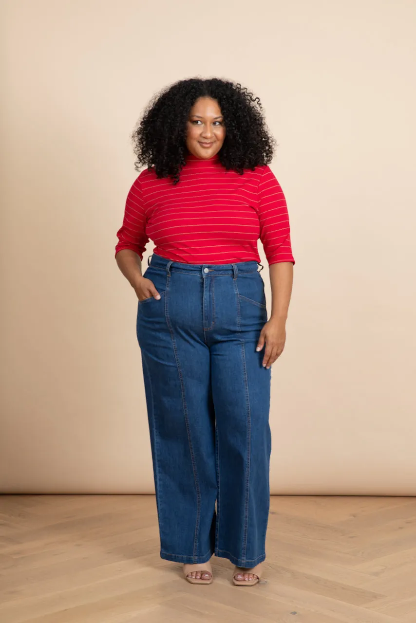 High Waisted Denim Pants (Vintage Wash)