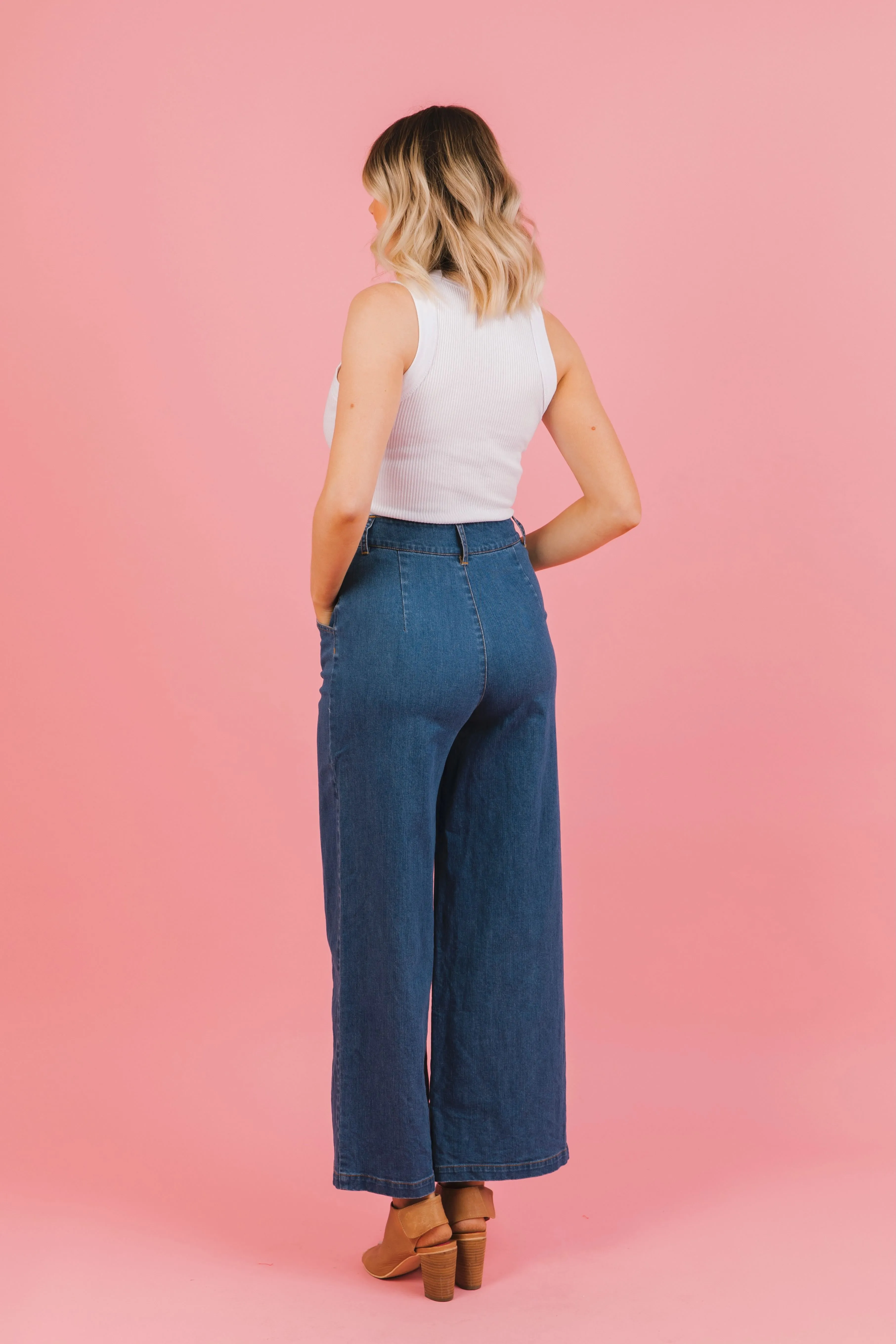 High Waisted Denim Pants (Vintage Wash)