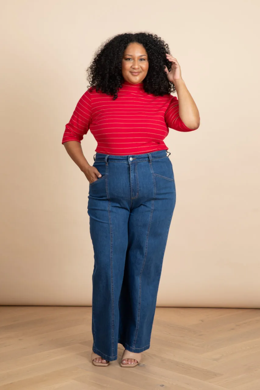 High Waisted Denim Pants (Vintage Wash)