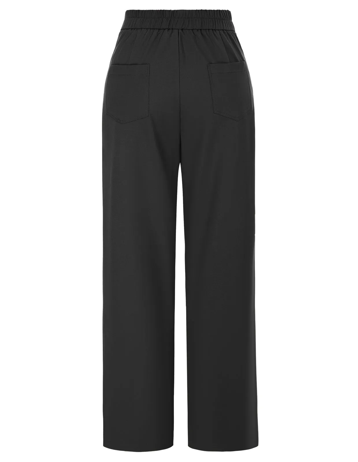 High Waisted Wide Leg Pants Button Decorated Casual Stretchy Trousers with Pockets