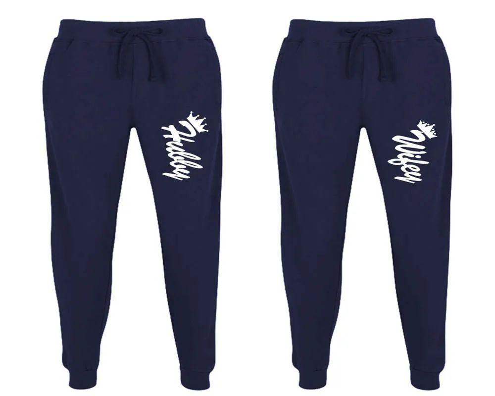 Hubby Wifey Couple Matching Jogger Pants,  Couple Designed Sweatpants