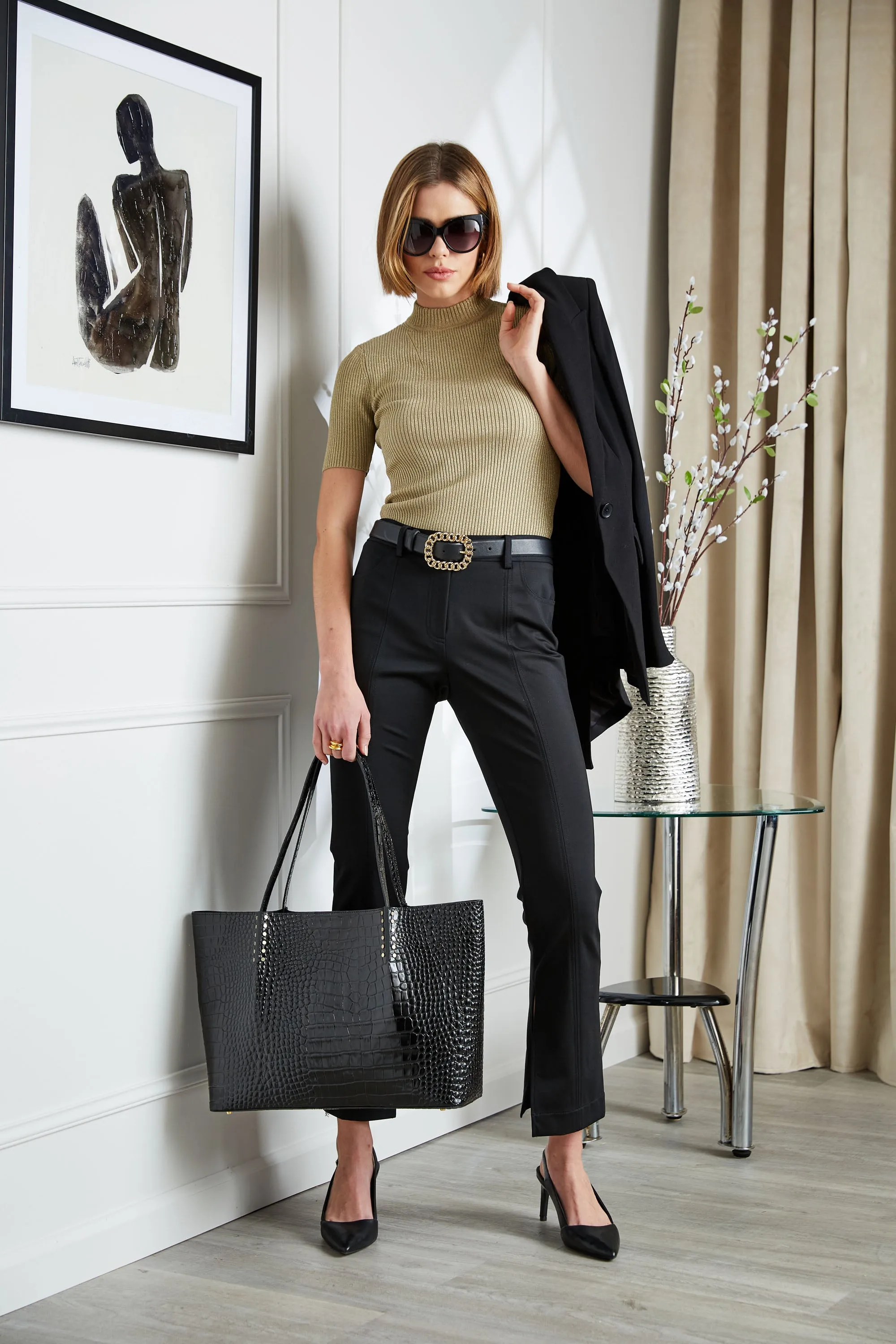 Inseam Slit Ponte Pant