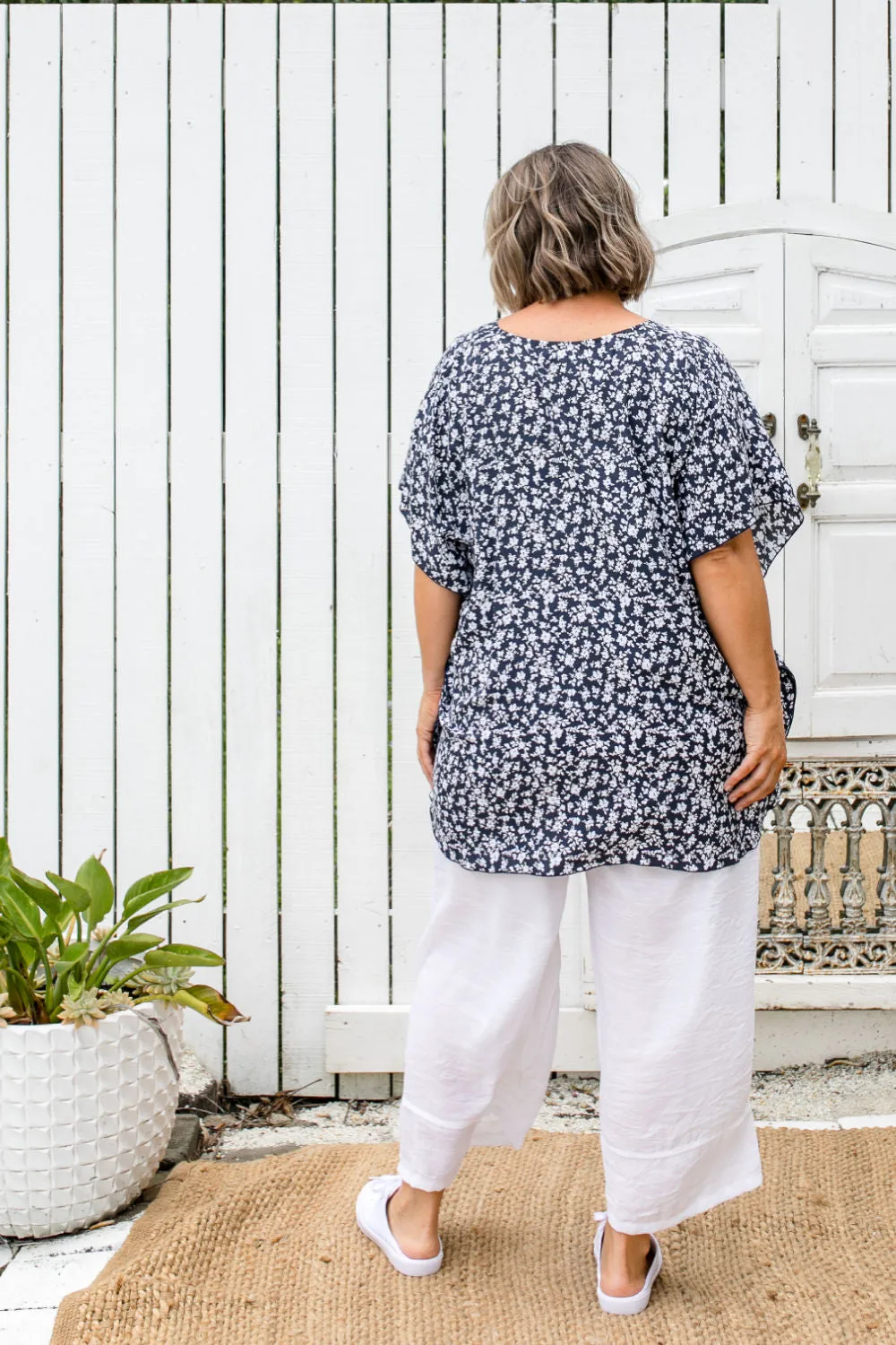 Kaftan Top - Blue Floral