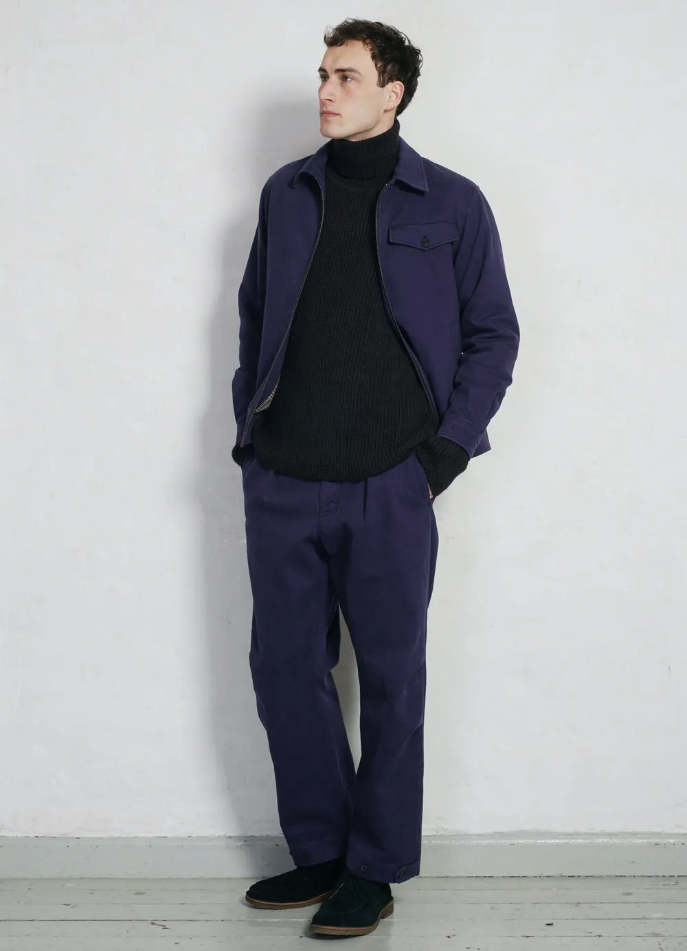 KARLO | Wide Cut Utility Trousers | French Blue