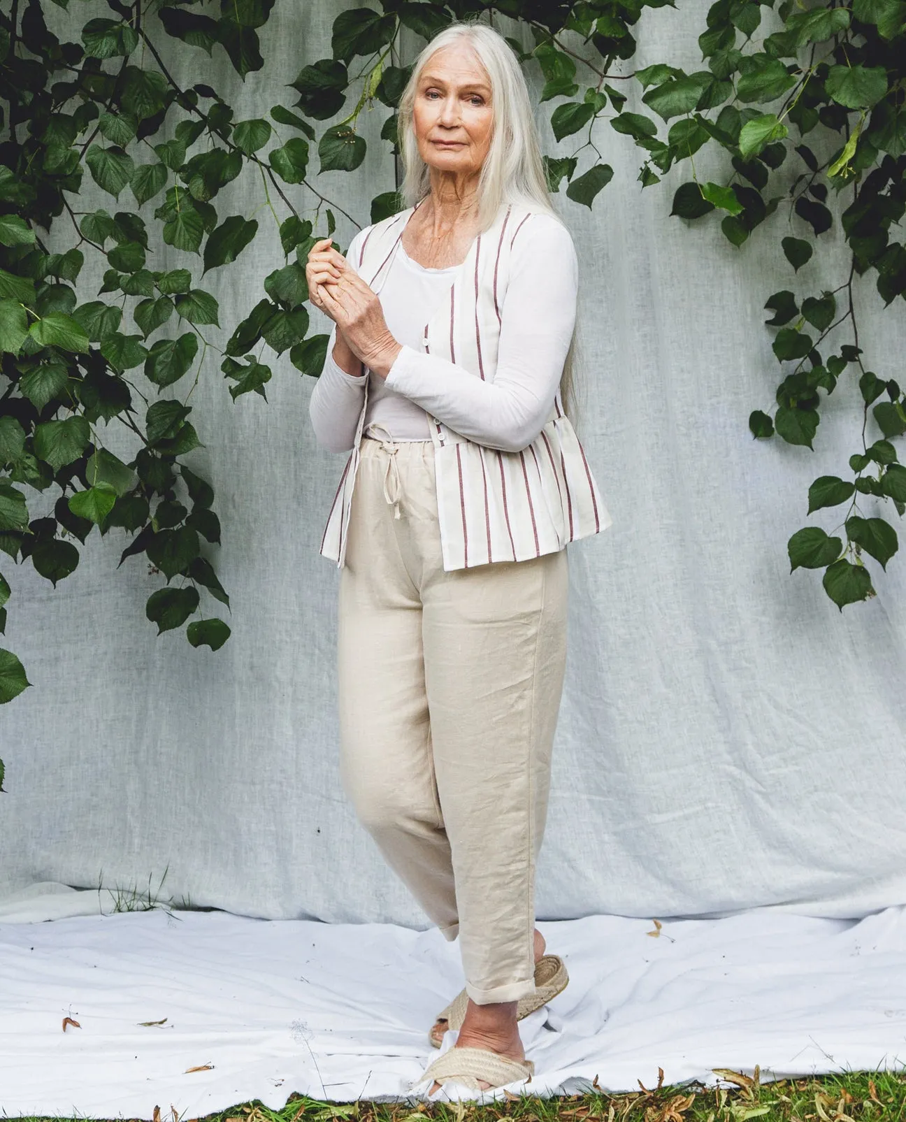 Kayley Linen Trousers In Cream