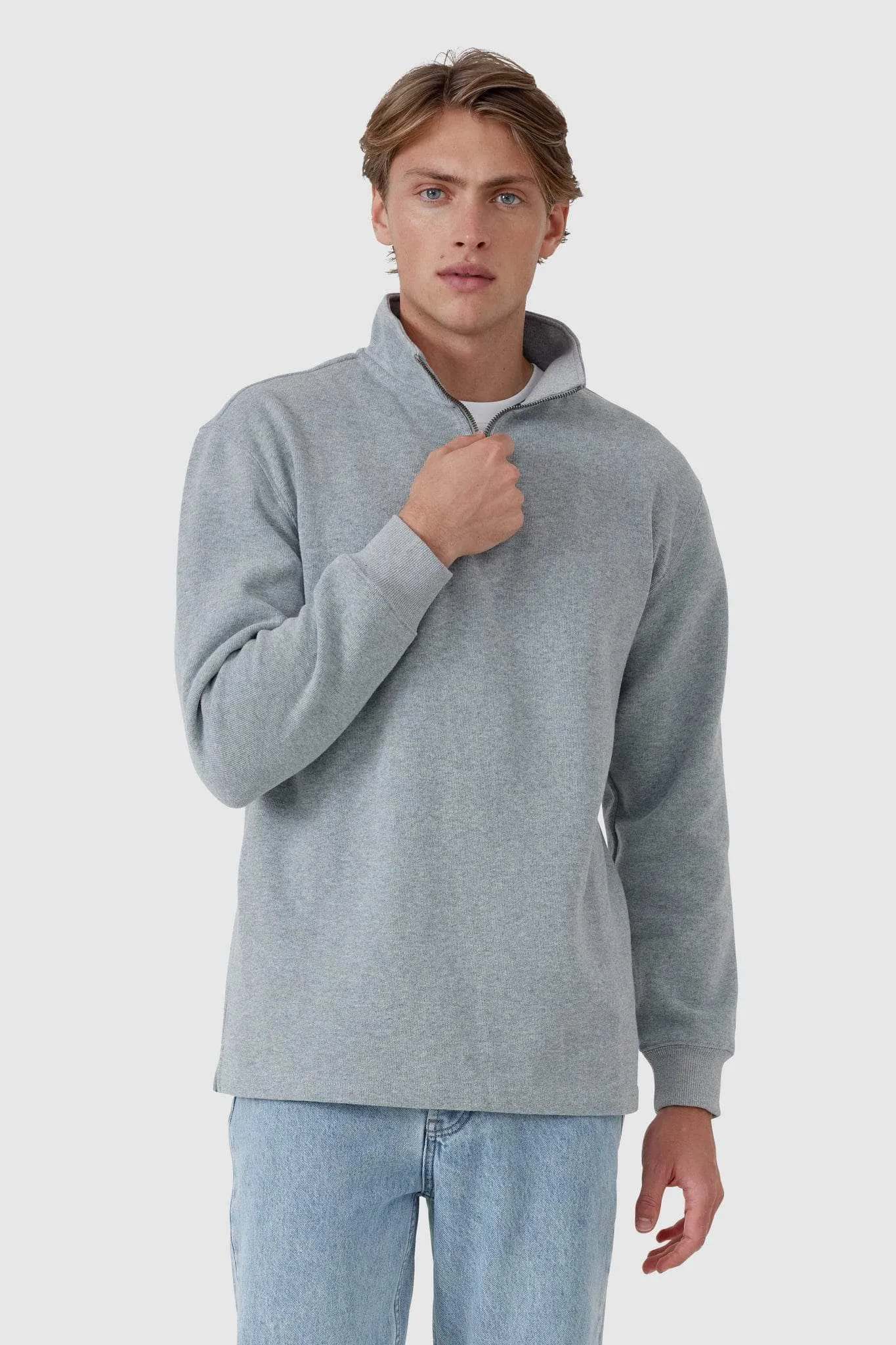 Kellock Ribbed Quarter Zip Grey Marle