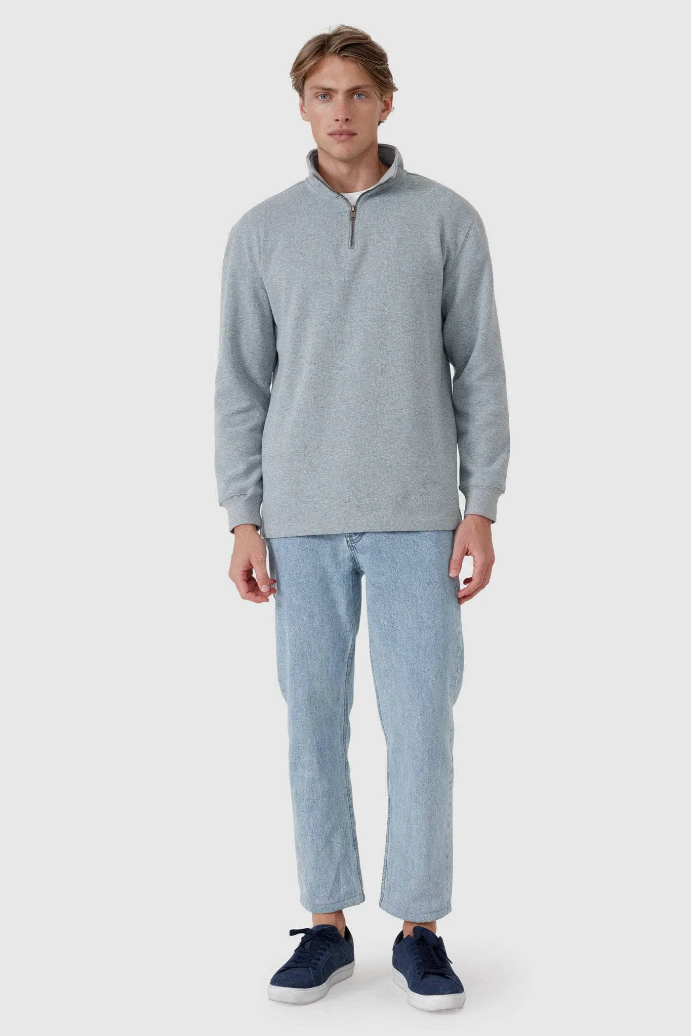 Kellock Ribbed Quarter Zip Grey Marle