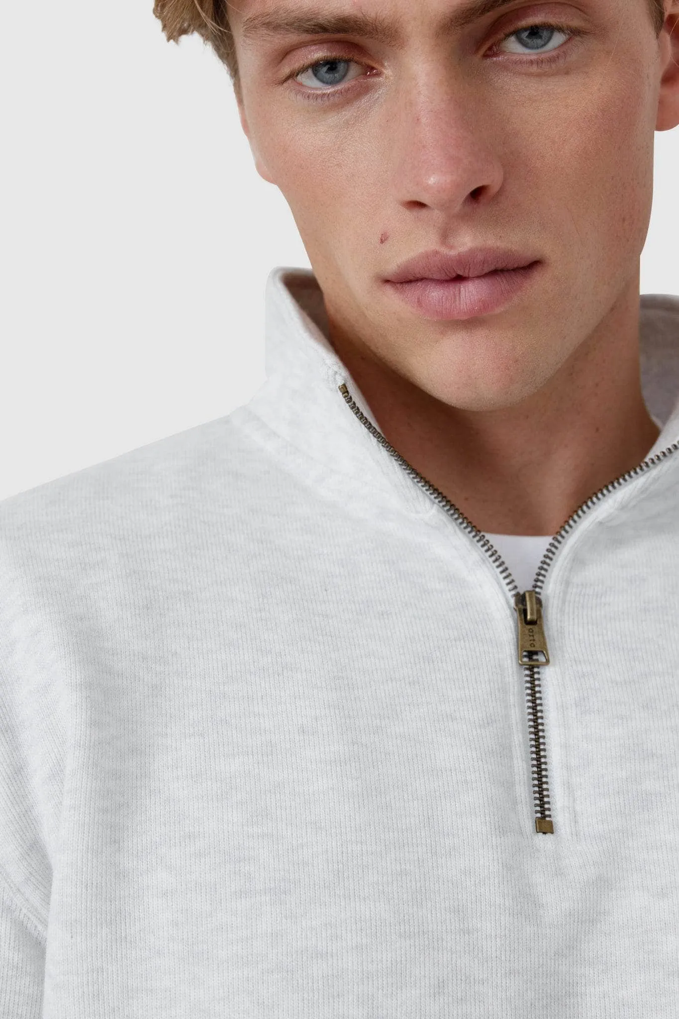 Kellock Ribbed Quarter Zip White Marle