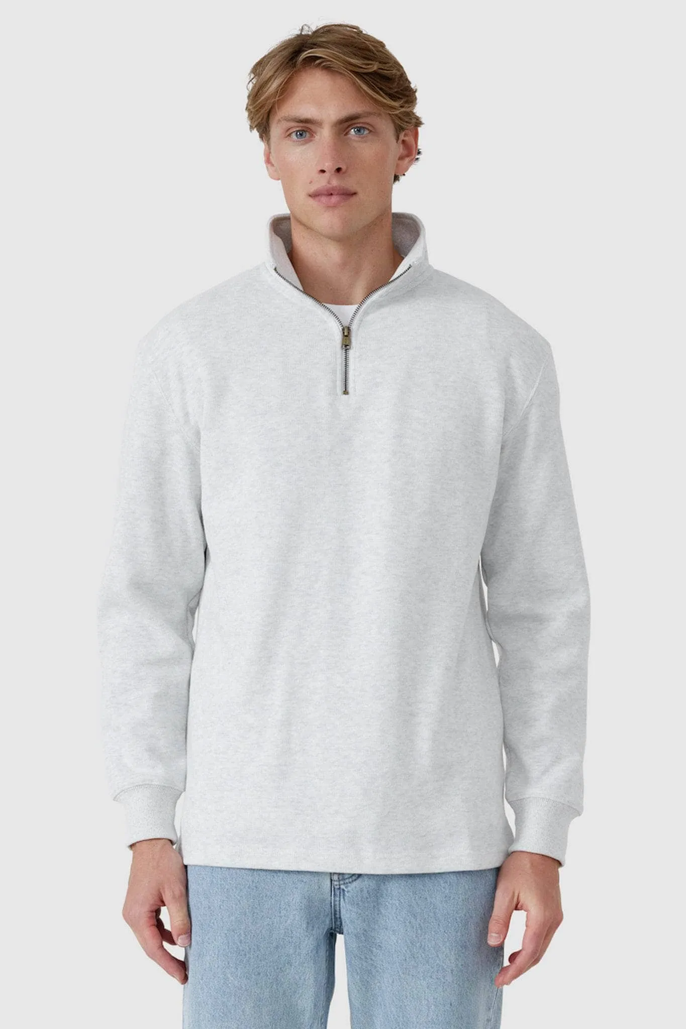 Kellock Ribbed Quarter Zip White Marle