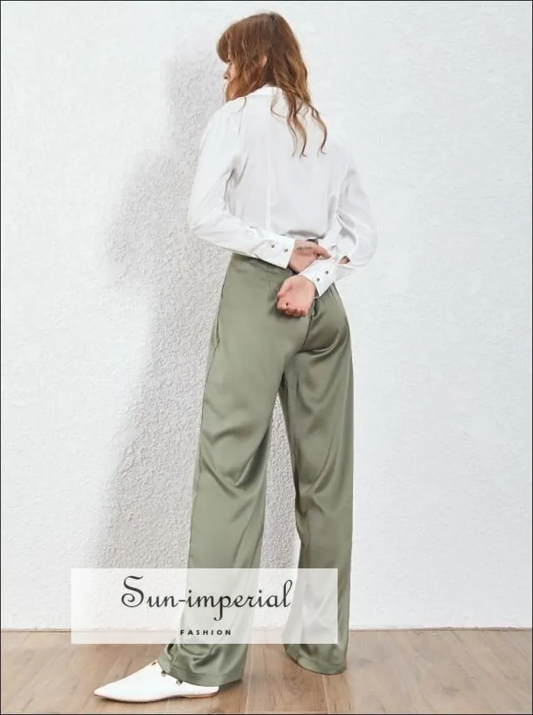 Kimberly Pants -loose Casual Trousers for Women High Waist Wide Leg Pants