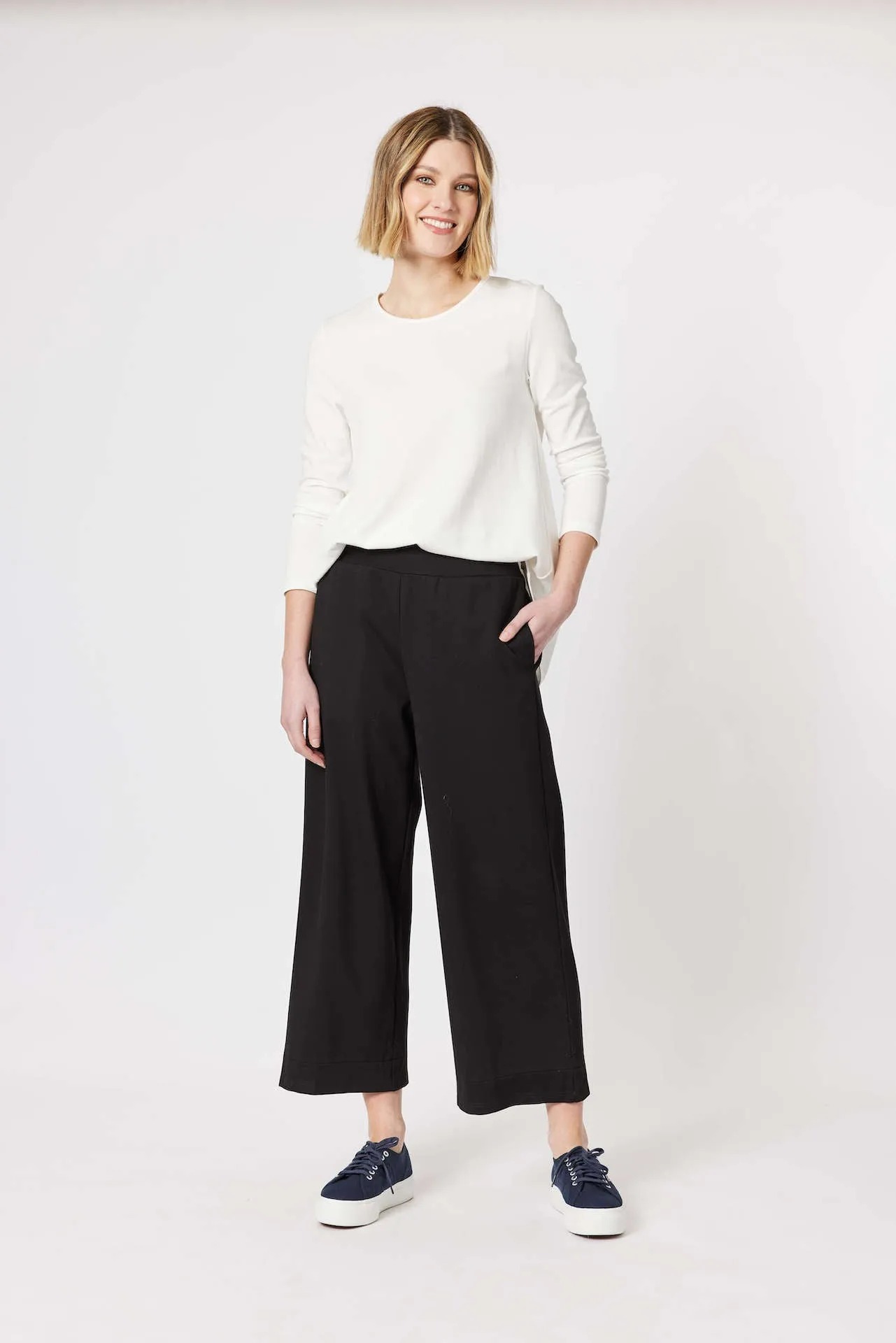 Kimmy Ponti Wide Leg Pant - Black