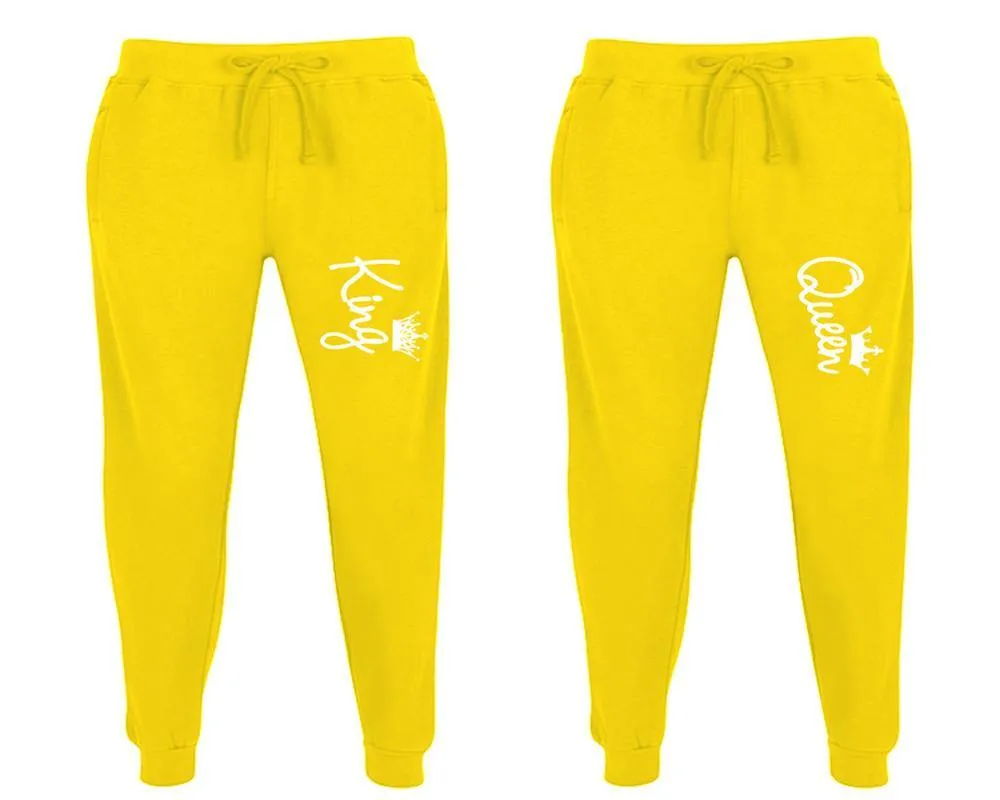 King Queen Couple Matching Jogger Pants,  Couple Designed Sweatpants