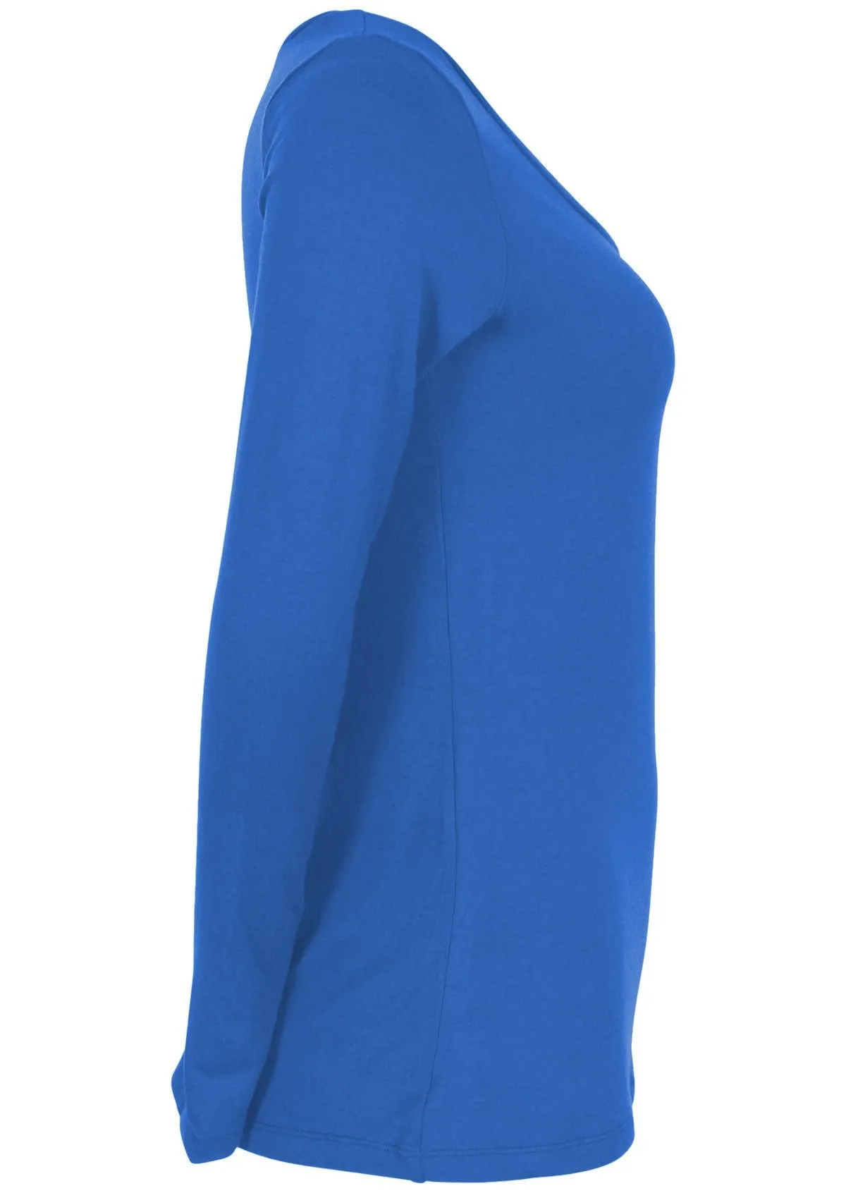 Long Sleeve Stretch V-neck Top Electric Blue