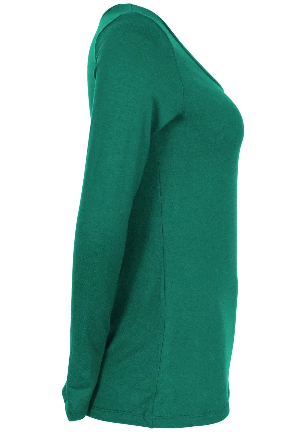 Long Sleeve Stretch V-neck Top Jade Green