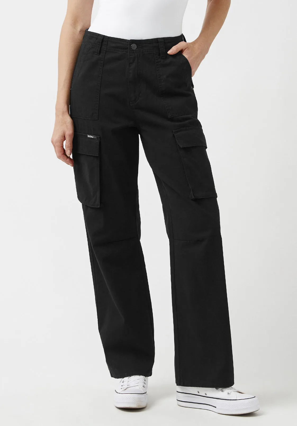 Low Rise Straight Gia Black Cargo Pants - BL15915