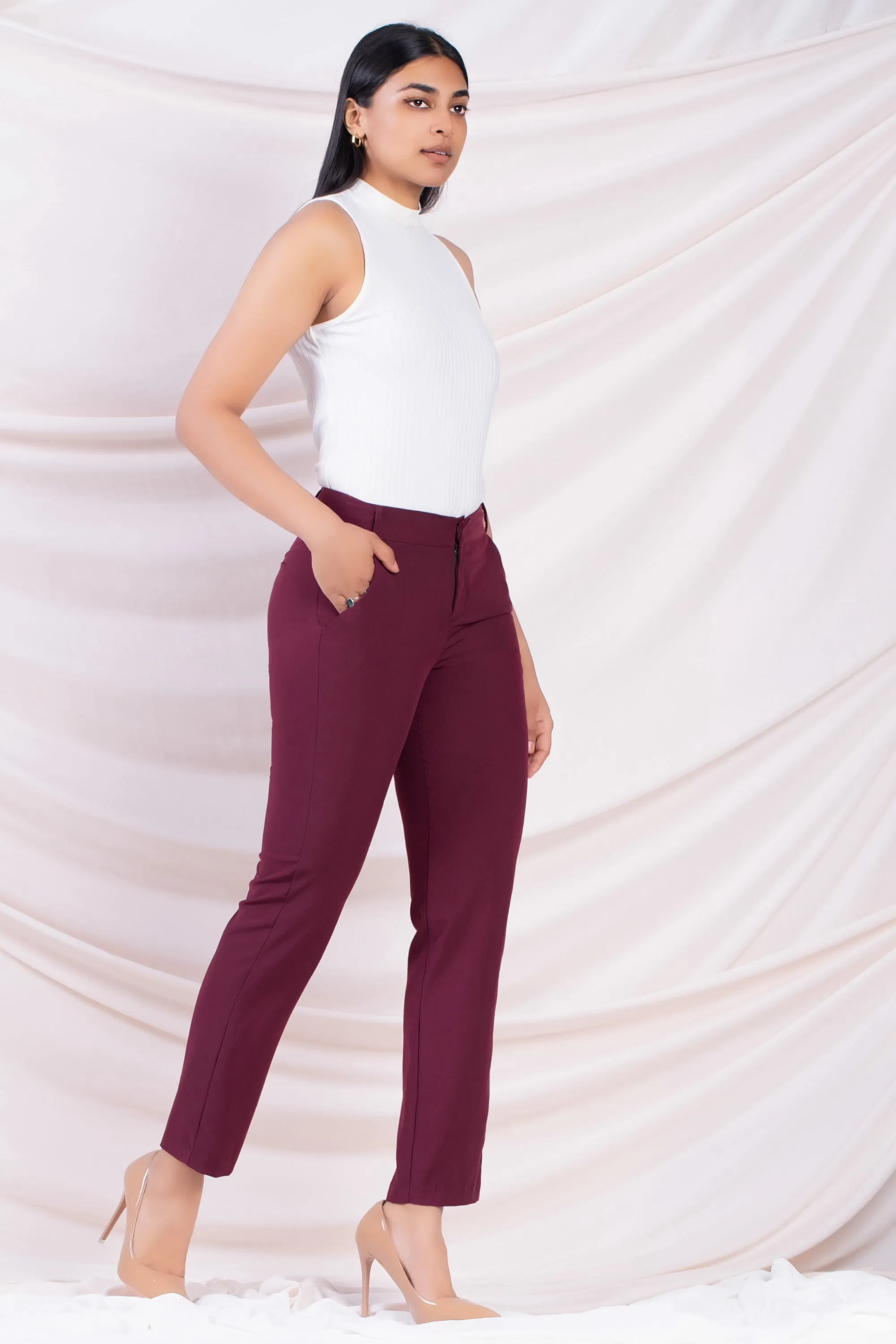 Maroon Straight Cut Pant