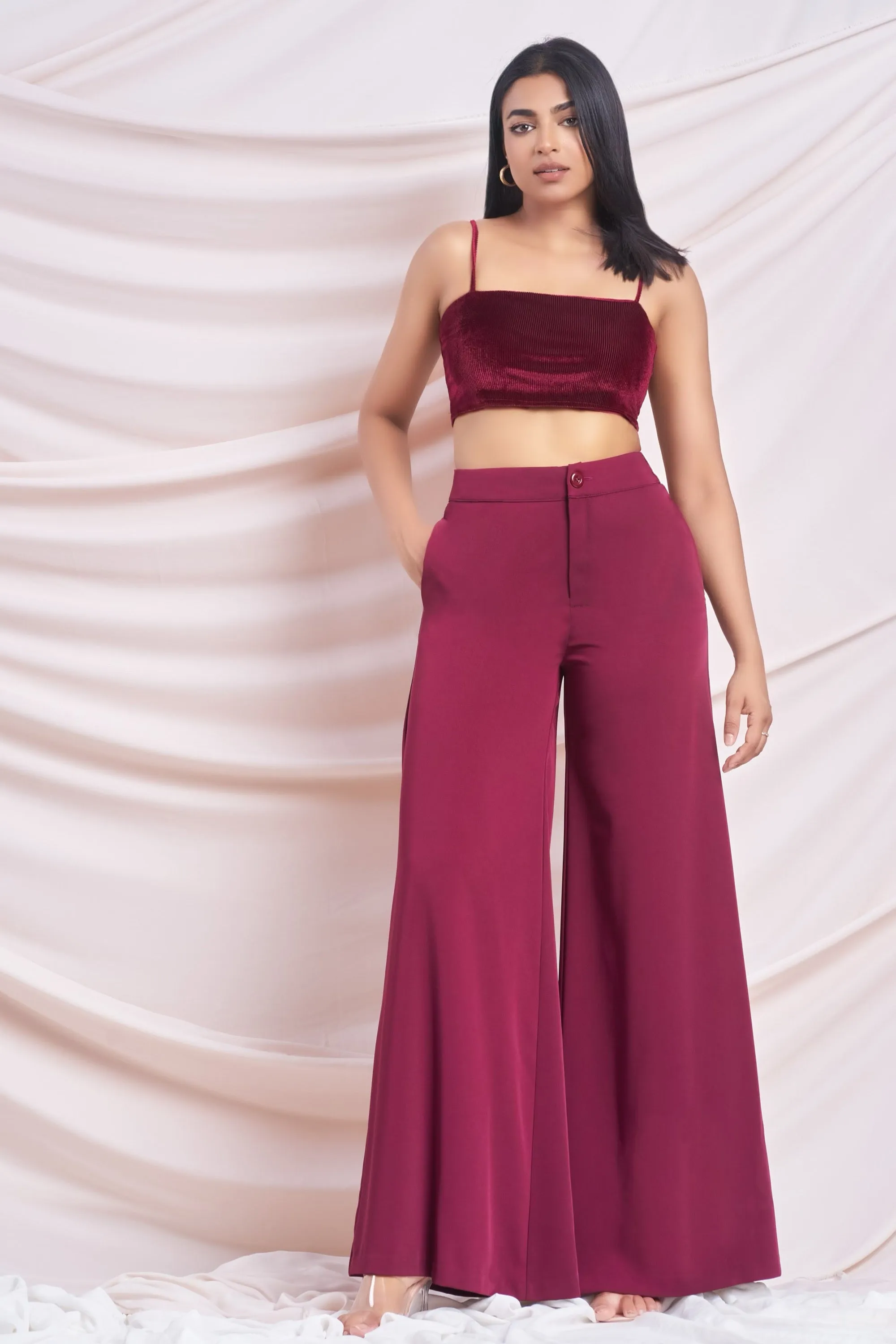 Maroon Wide Leg Pant