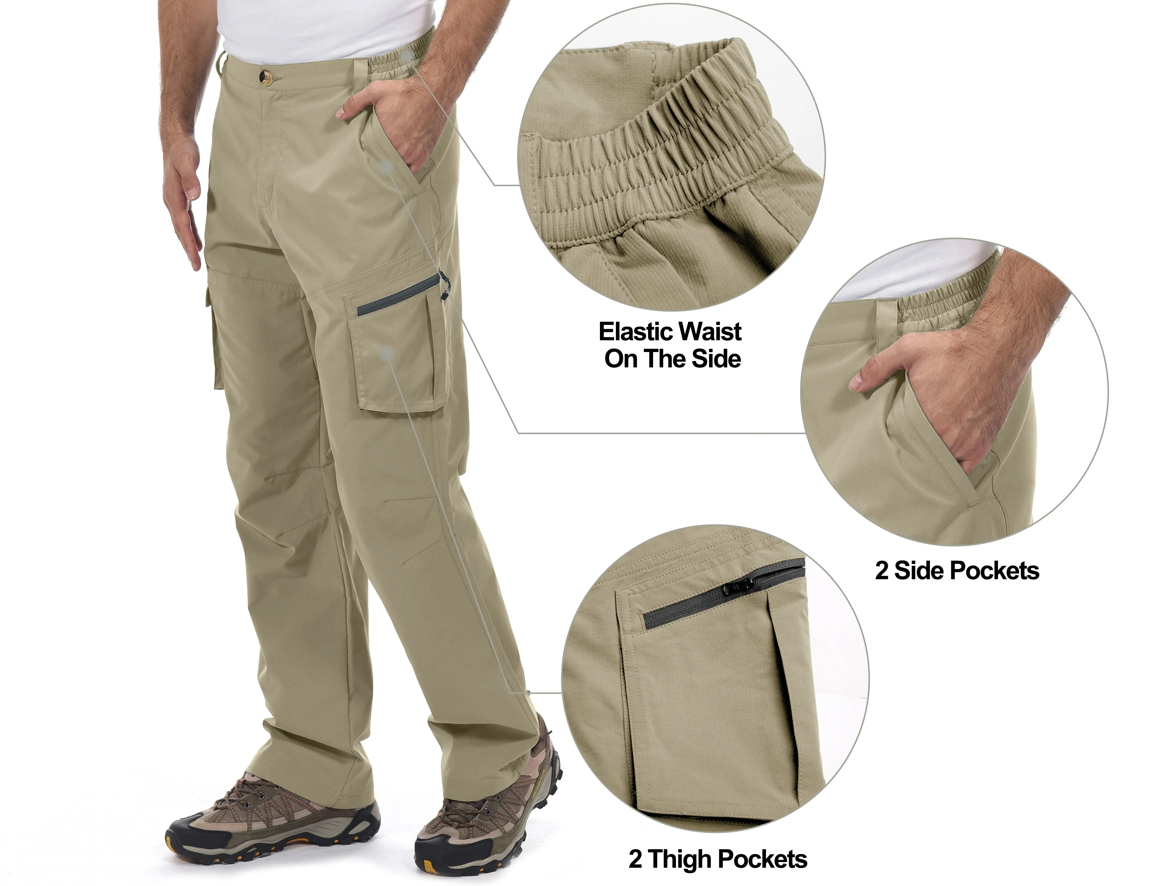 Men's Quick Dry UPF 50  Lightweight Hiking Cargo Pants