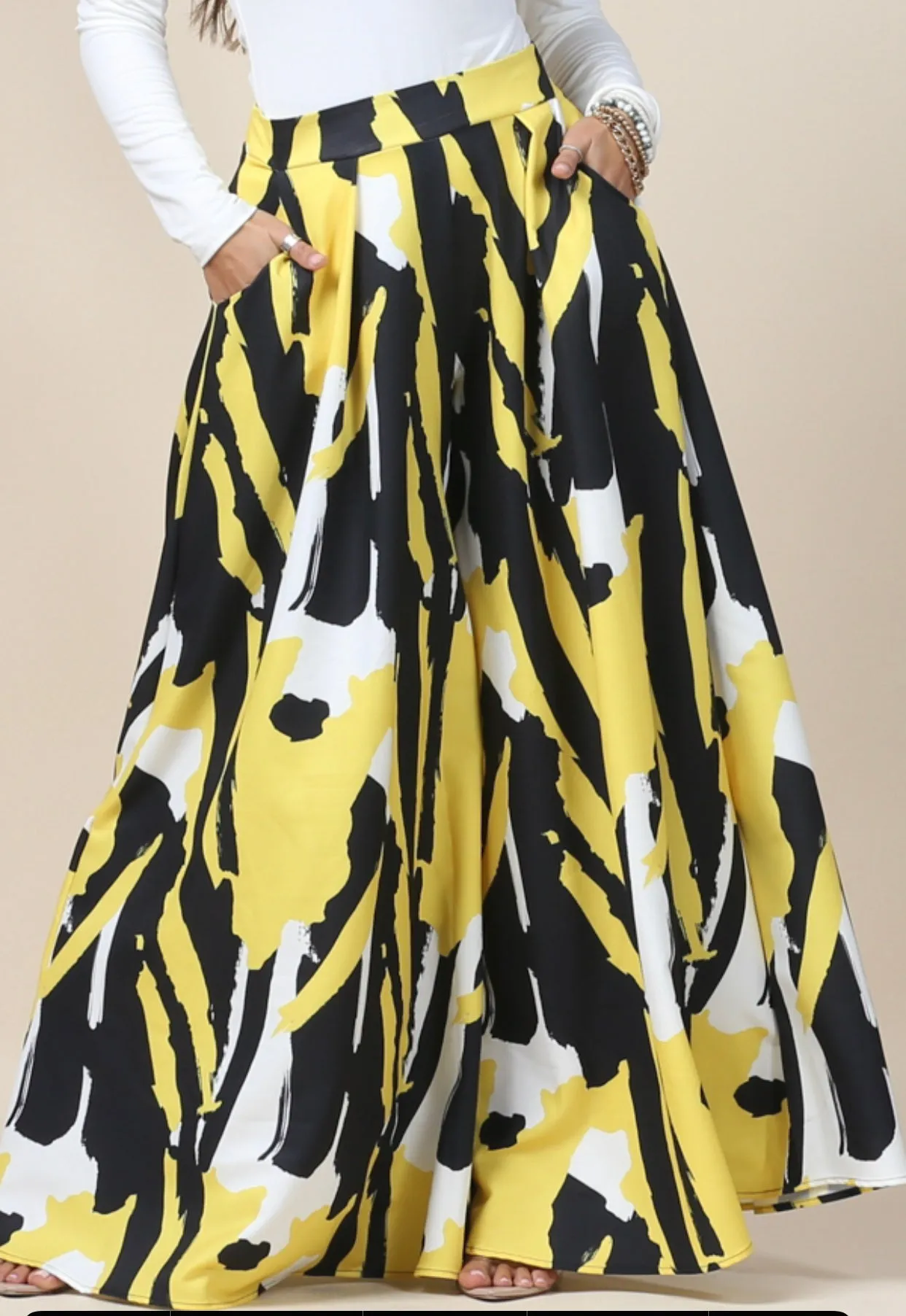 Mustard abstraction palazzo pants