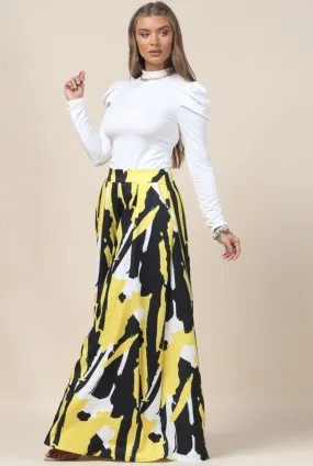 Mustard abstraction palazzo pants