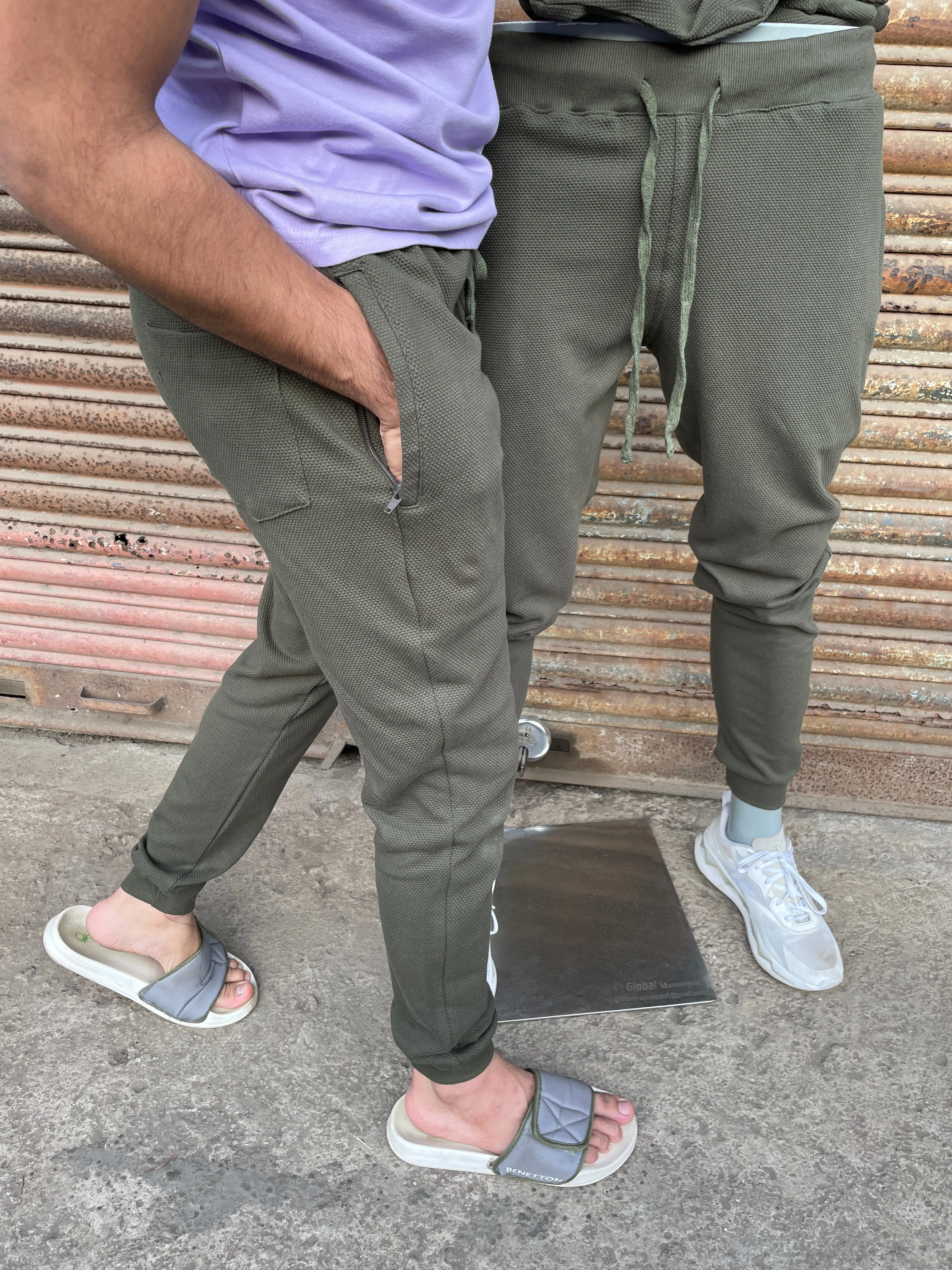 Olive Popcorn Joggers