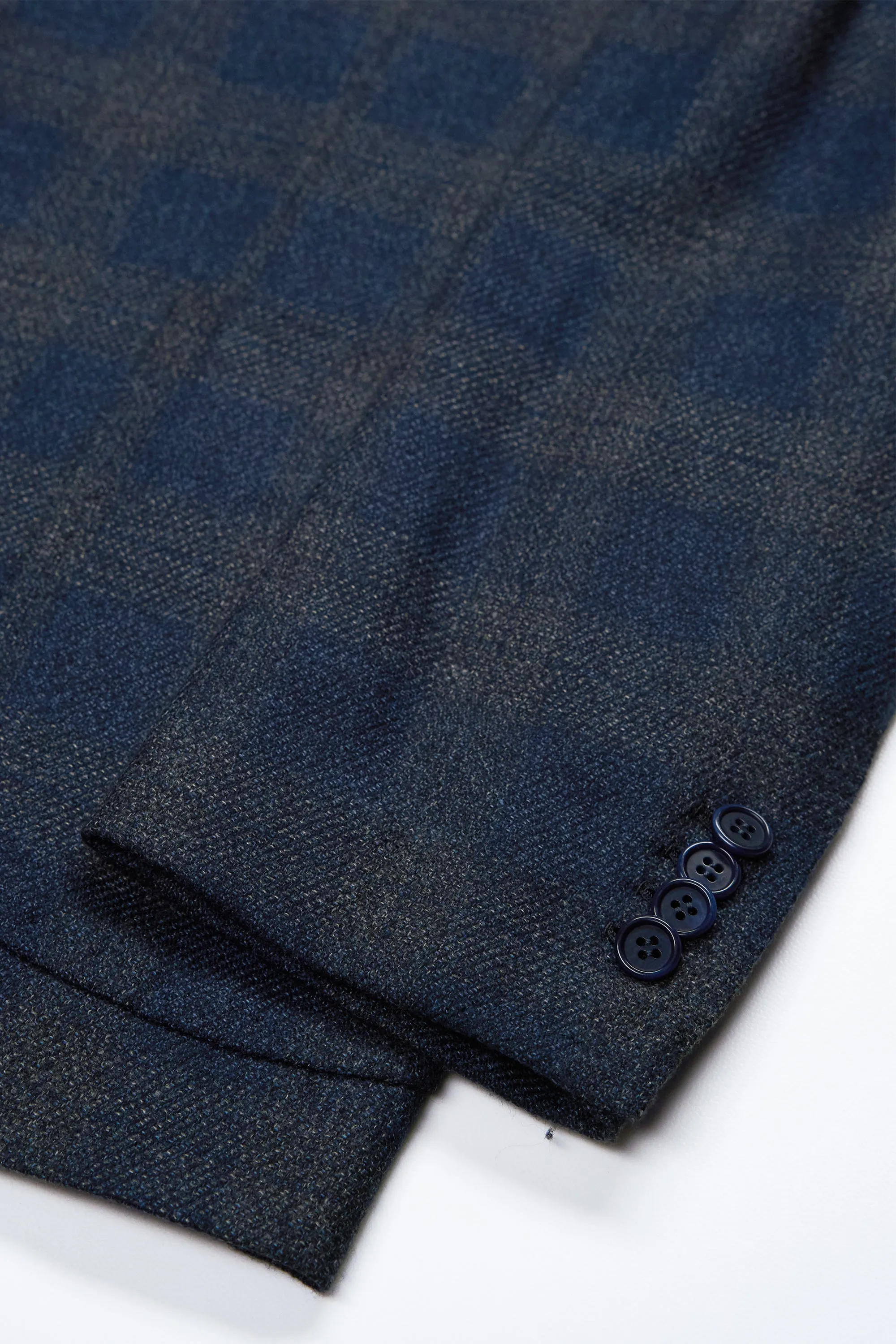 Orazio Luciano Navy/Beige Check Cashmere/Silk Sport Coat